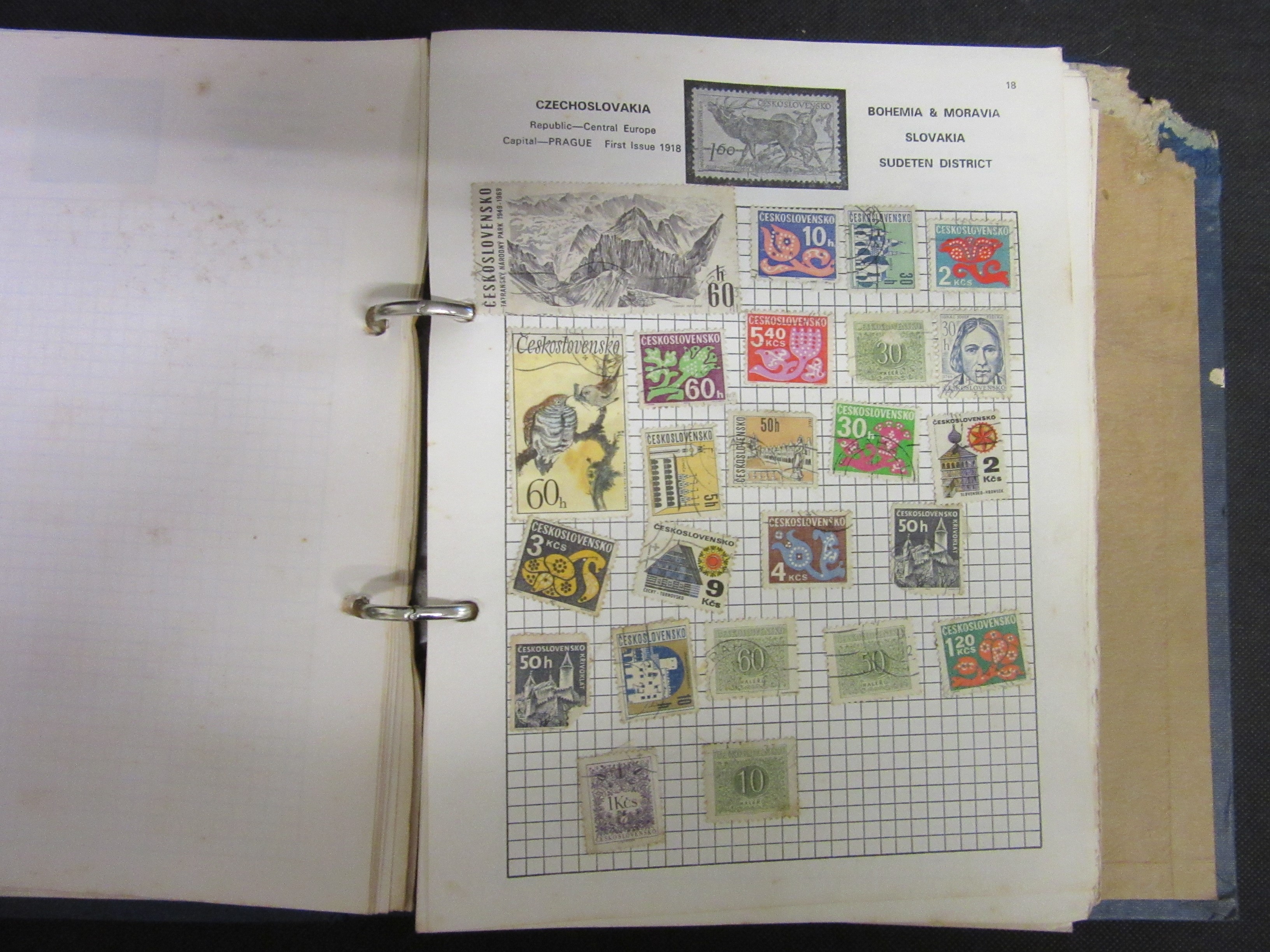 BOX OF STAMPS INCLUDING LEATHER BOUND IMPERIAL ALBUM Image