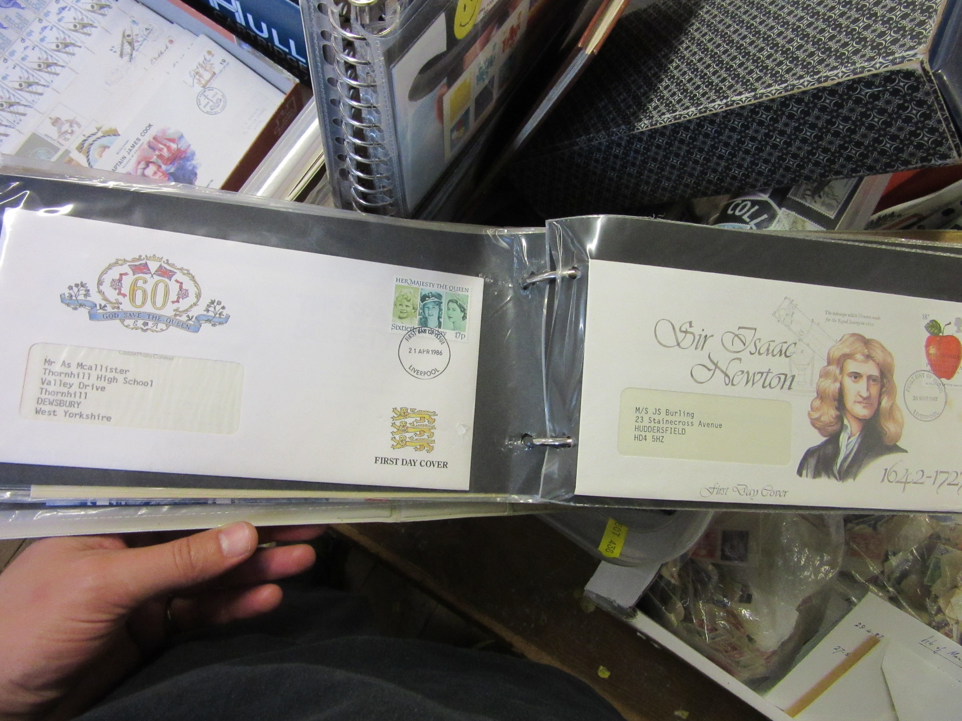 BOX OF STAMP ALBUMS, PRESENTATION PACKS ETC Image