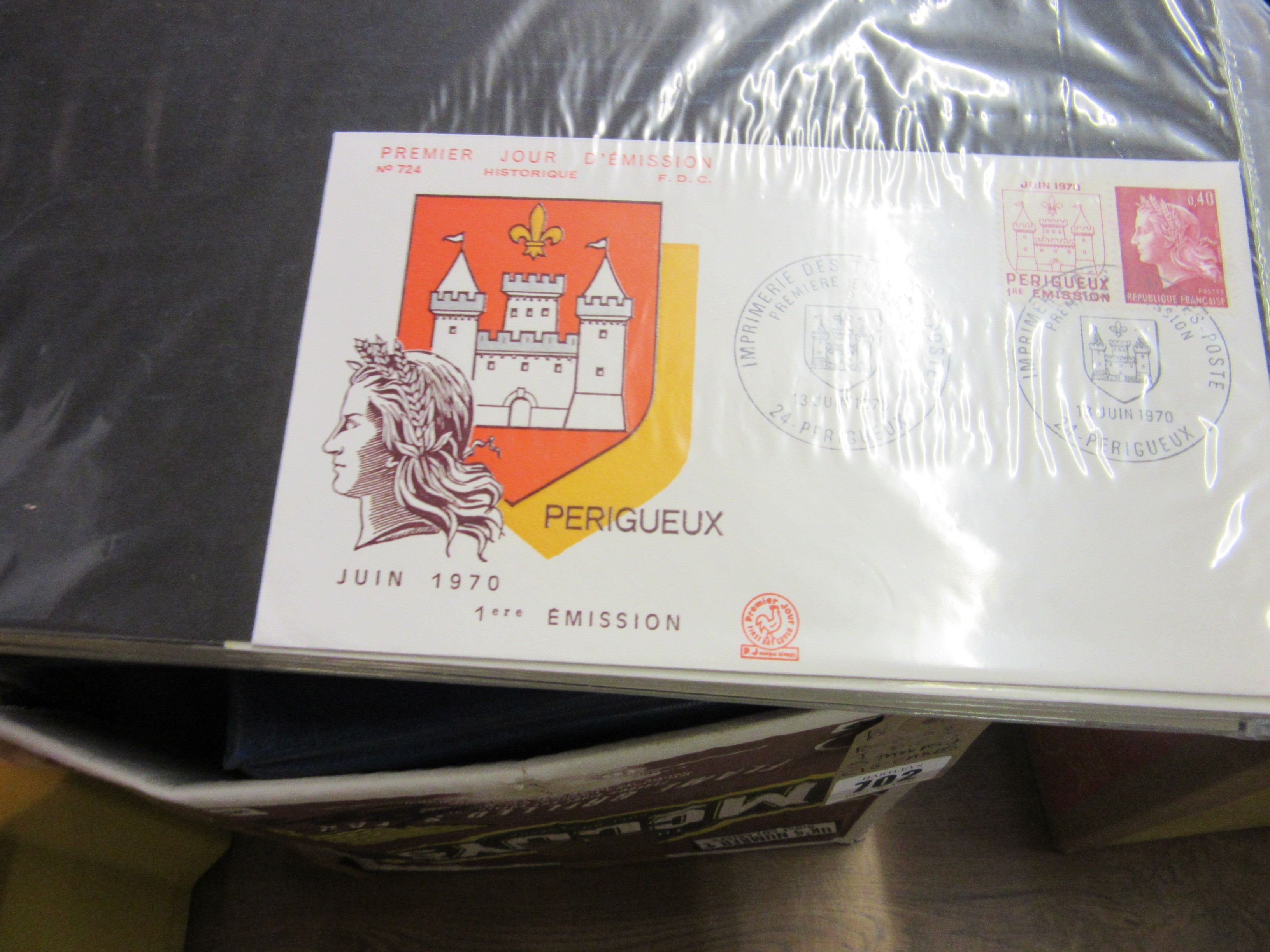 BOX OF FIRST DAY COVER, STAMPS AND CIGARETTE CARDS Image