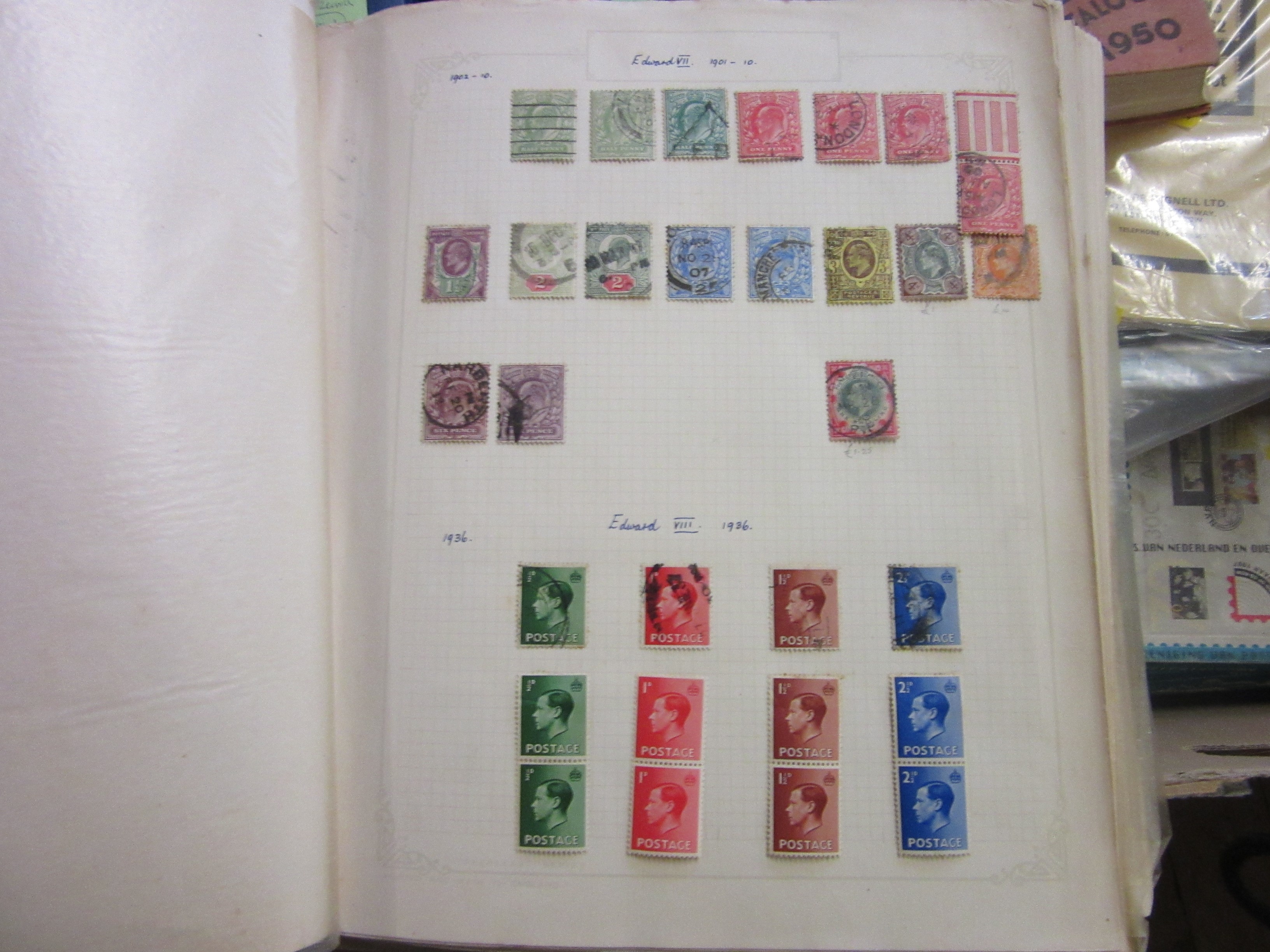 GREEN CRATE OF STAMP ALBUMS, LOOSE STAMPS AND RELATED EPHEMERA Image