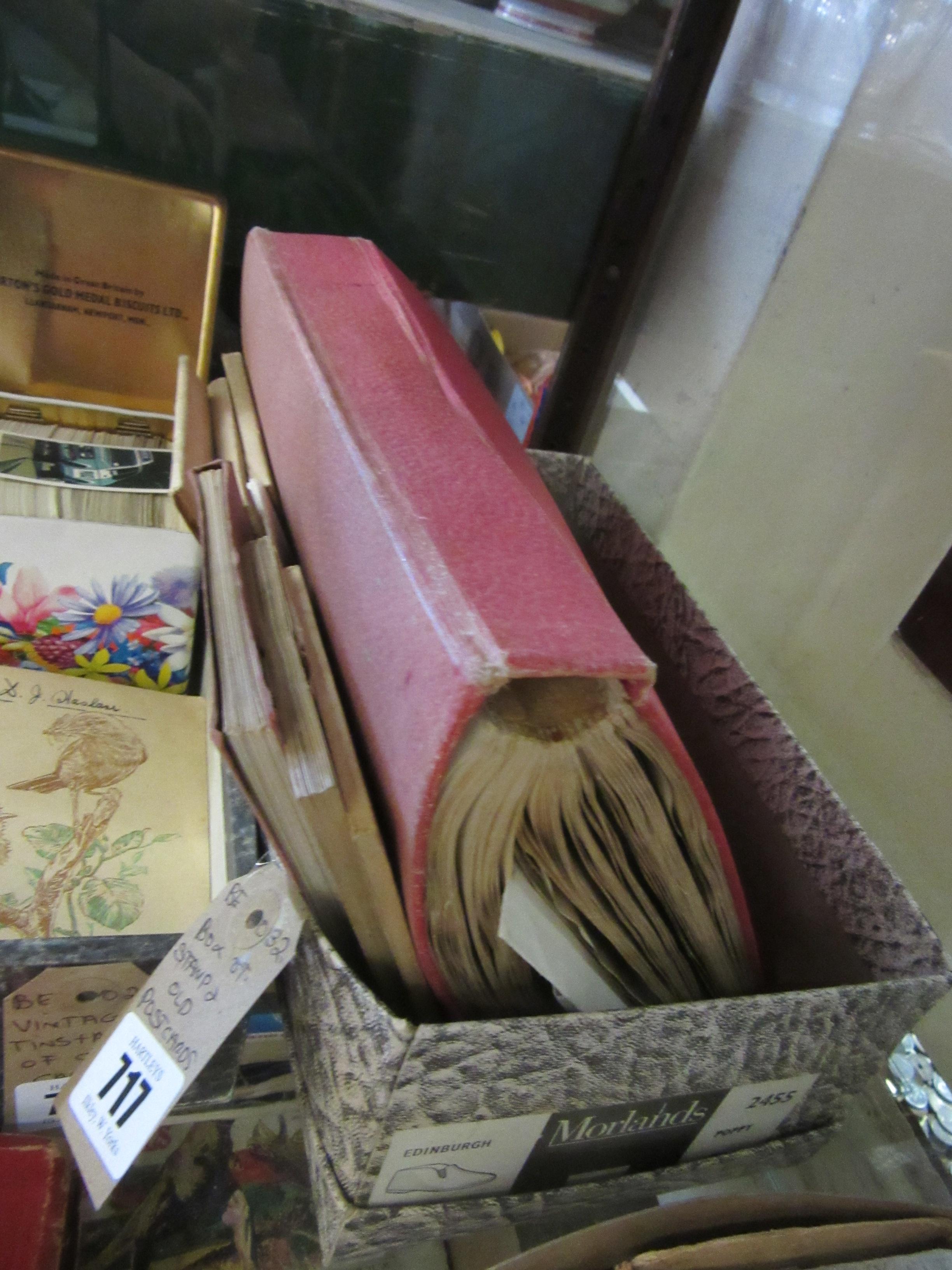 BOX OF OLD POSTCARDS WITH STAMPS Image