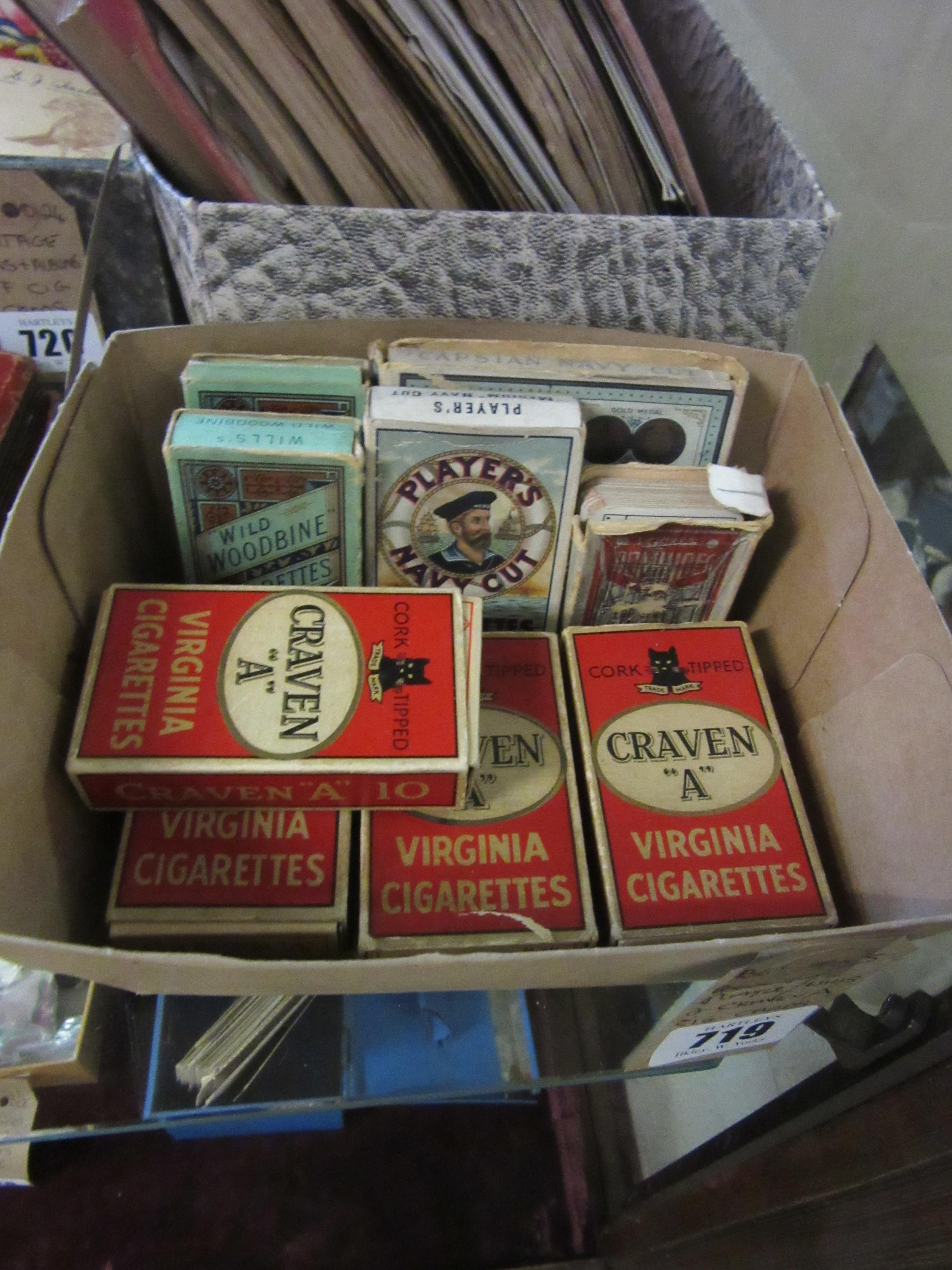 BOX OF PLAYERS/WILLS AND CRAVEN A CIGARETTE CARDS IN PACKETS Image