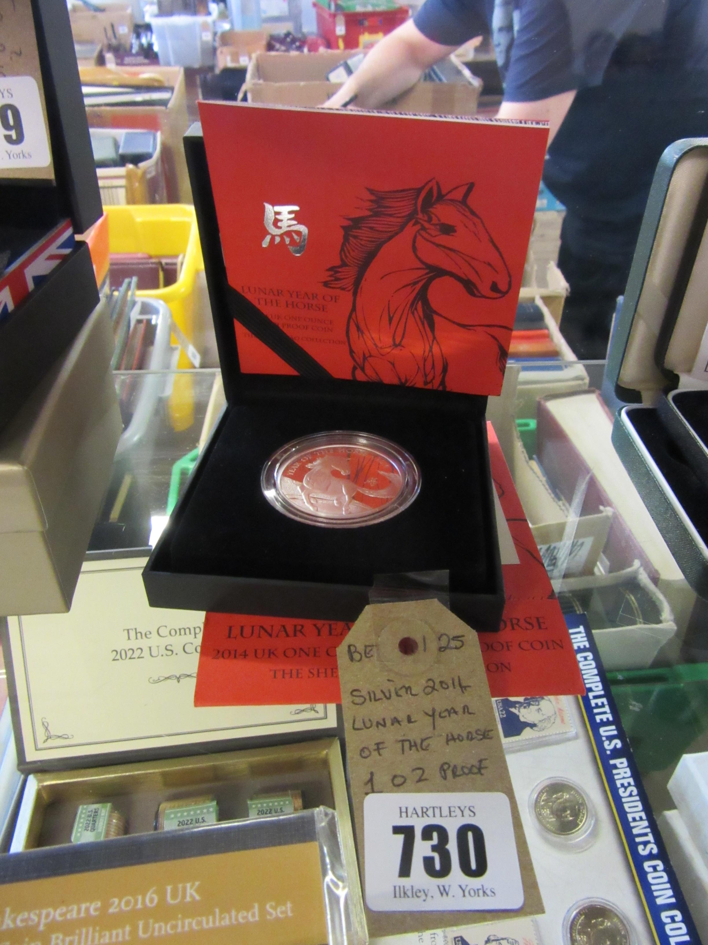 SILVER 2014 LUNA YEAR OF THE HORSE ONE OUNCE PROOF COIN Image