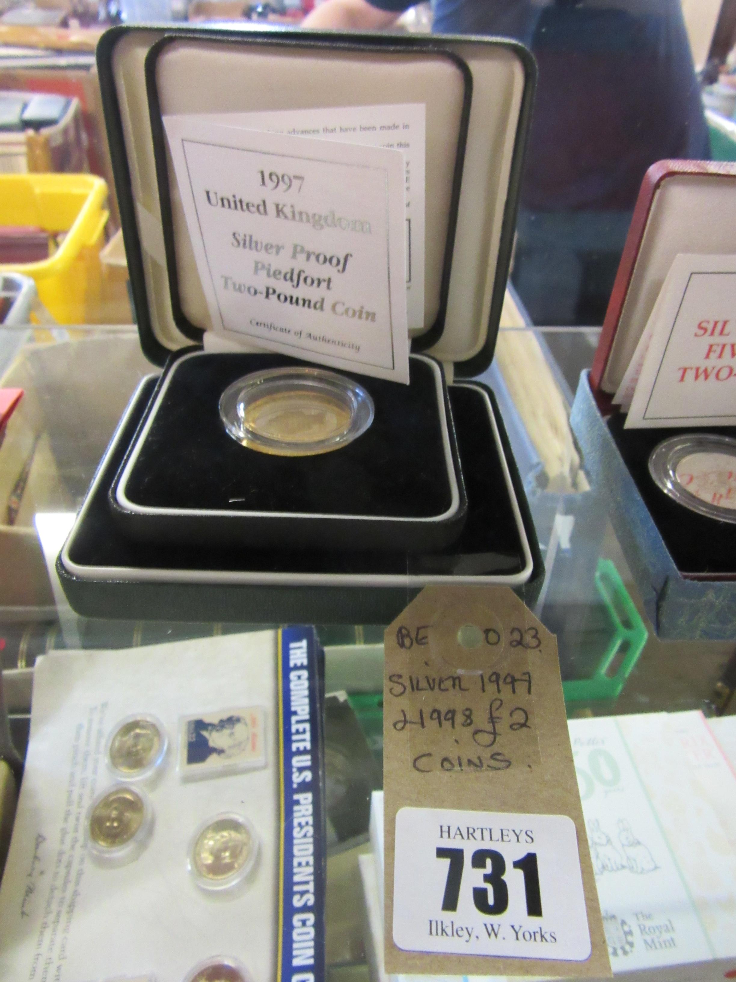 SILVER 1997 AND 1998 TWO POUND COINS Image