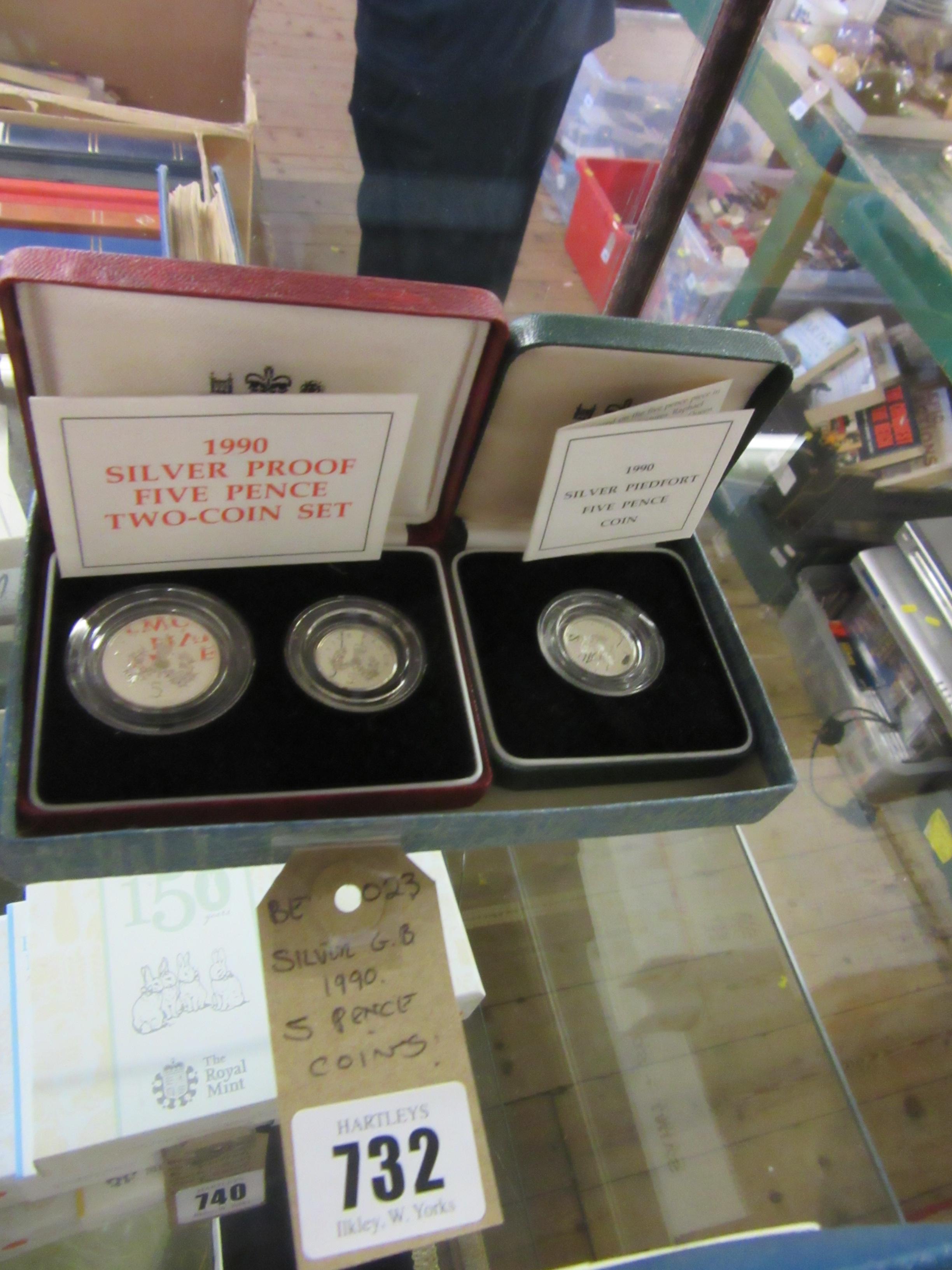 SILVER GB 1990 FIVE PENCE COINS Image