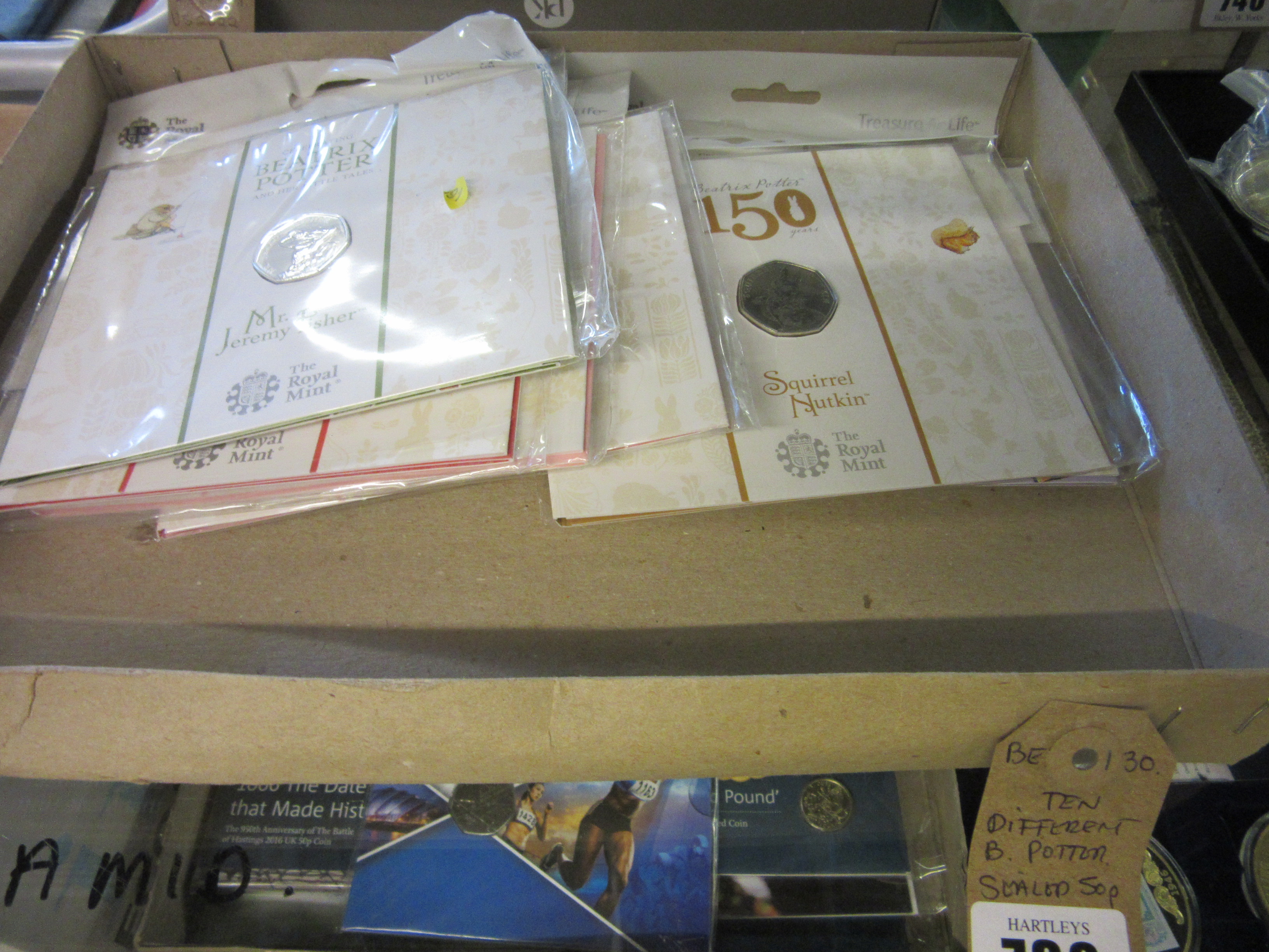 TEN DIFFERENT BEATRIX POTTER SEALED FIFTY PENCE COINS Image