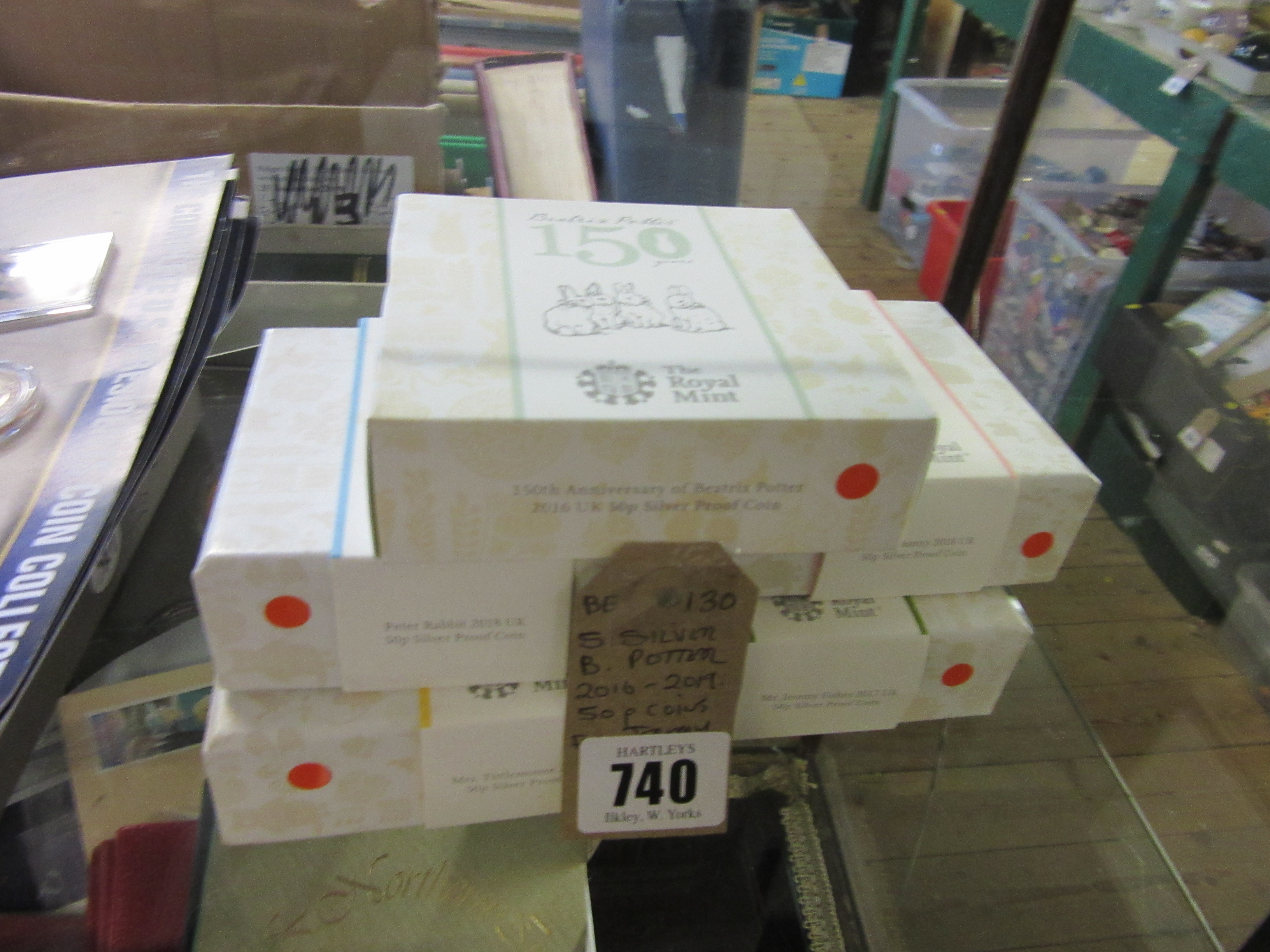 FIVE SILVER BEATRIX POTTER 2016-2019 FIFTY PENCE COINS INCLUDING JEREMY FISHER Image