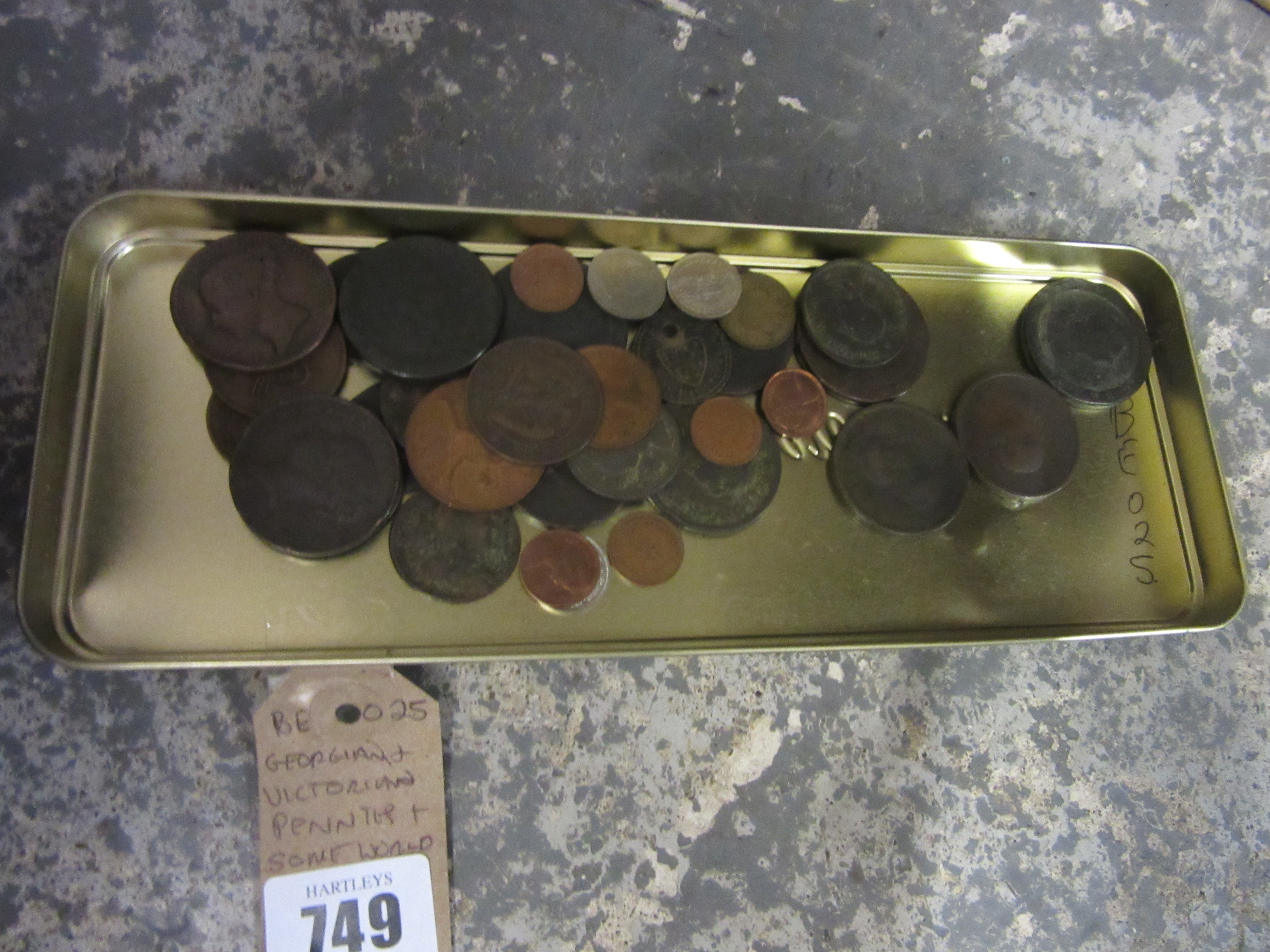 GEORGIAN AND VICTORIAN PENNIES WITH SOME WORLD COINS Image