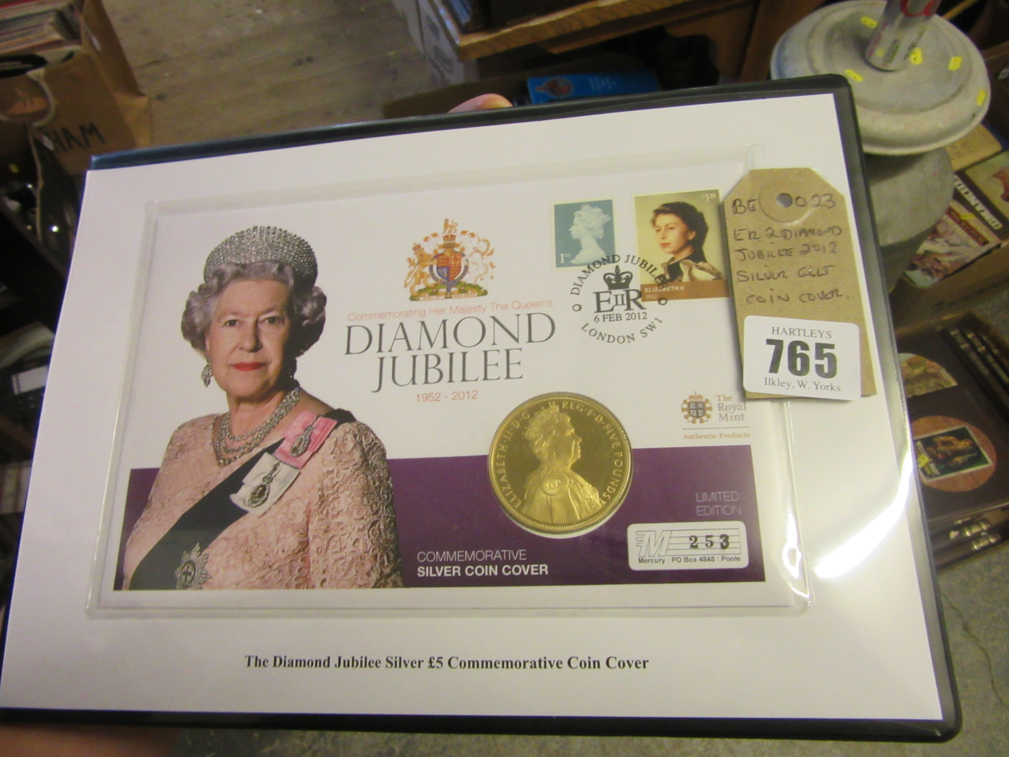 ERII DIAMOND JUBILEE 2012 SILVER GILT COIN COVER Image