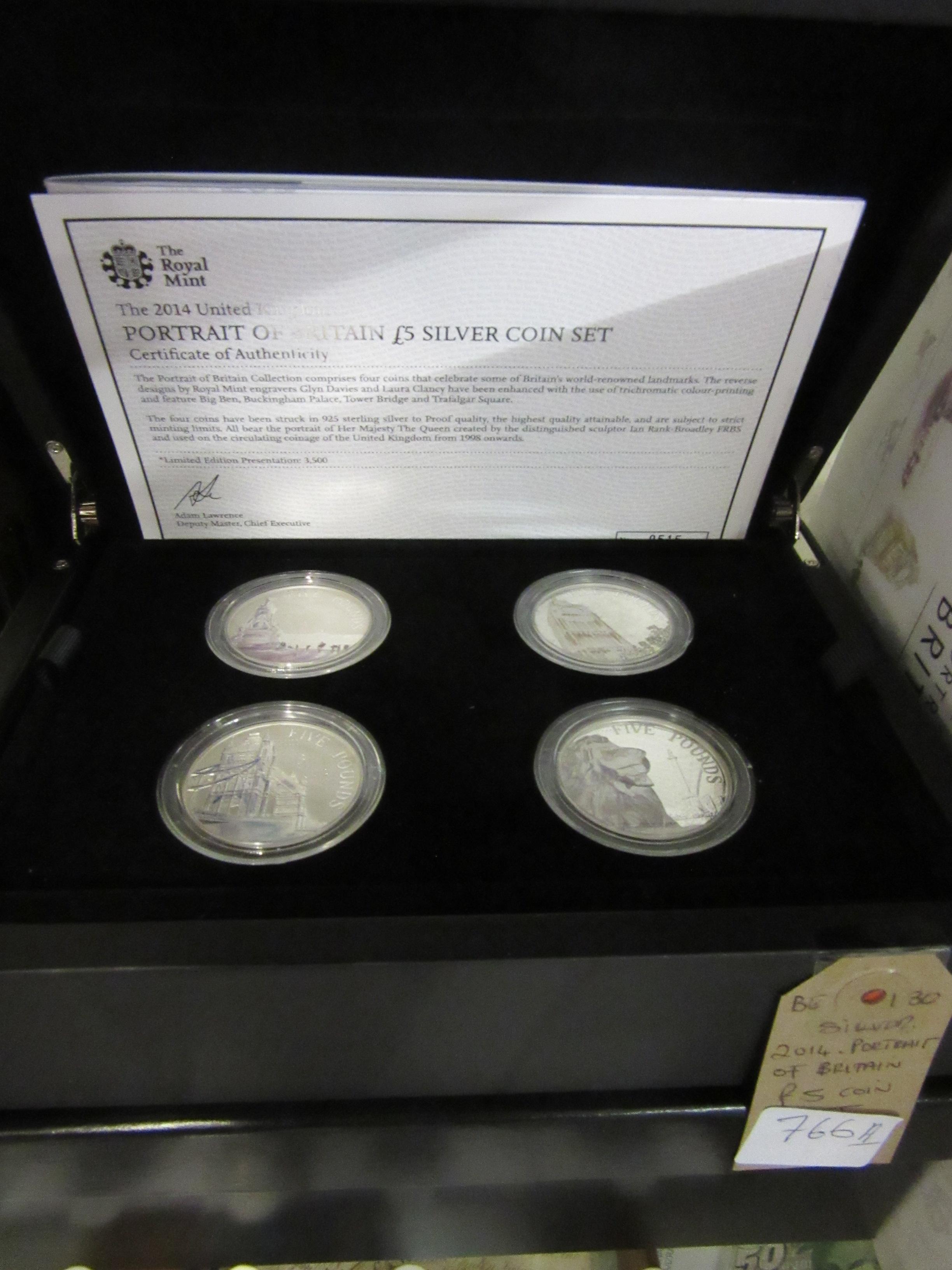 SILVER 2014 PORTRAIT OF BRITAIN FIVE POUND COIN SET Image
