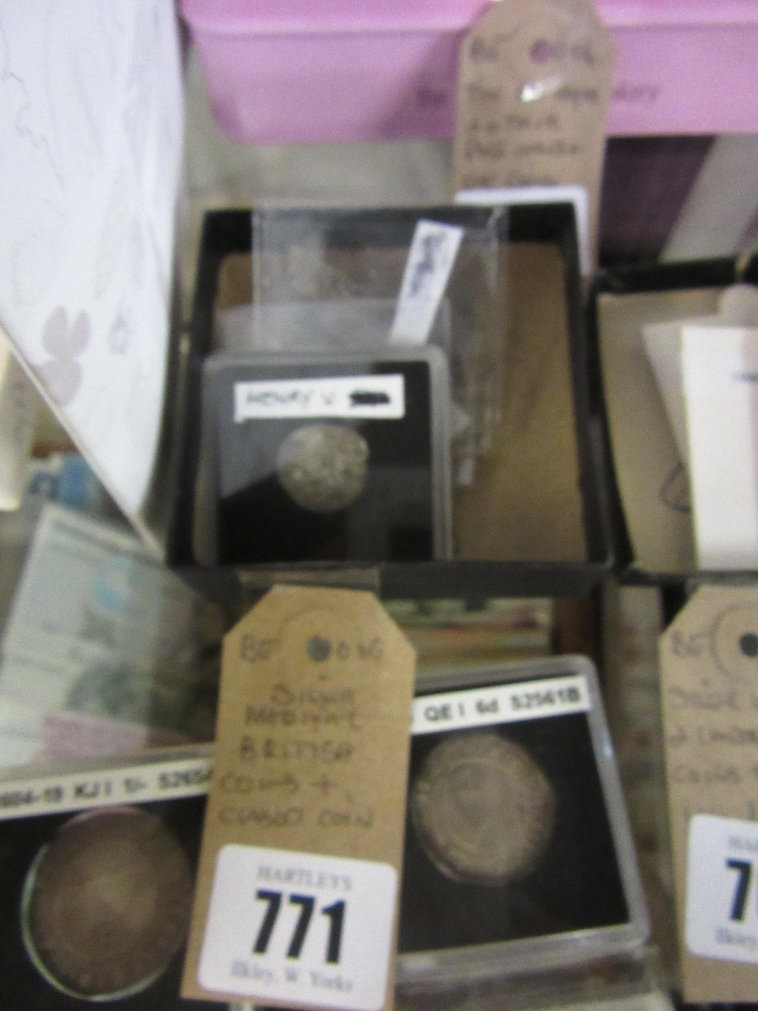 SILVER MEDIEVAL BRITISH COINS AND A CASED COIN Image