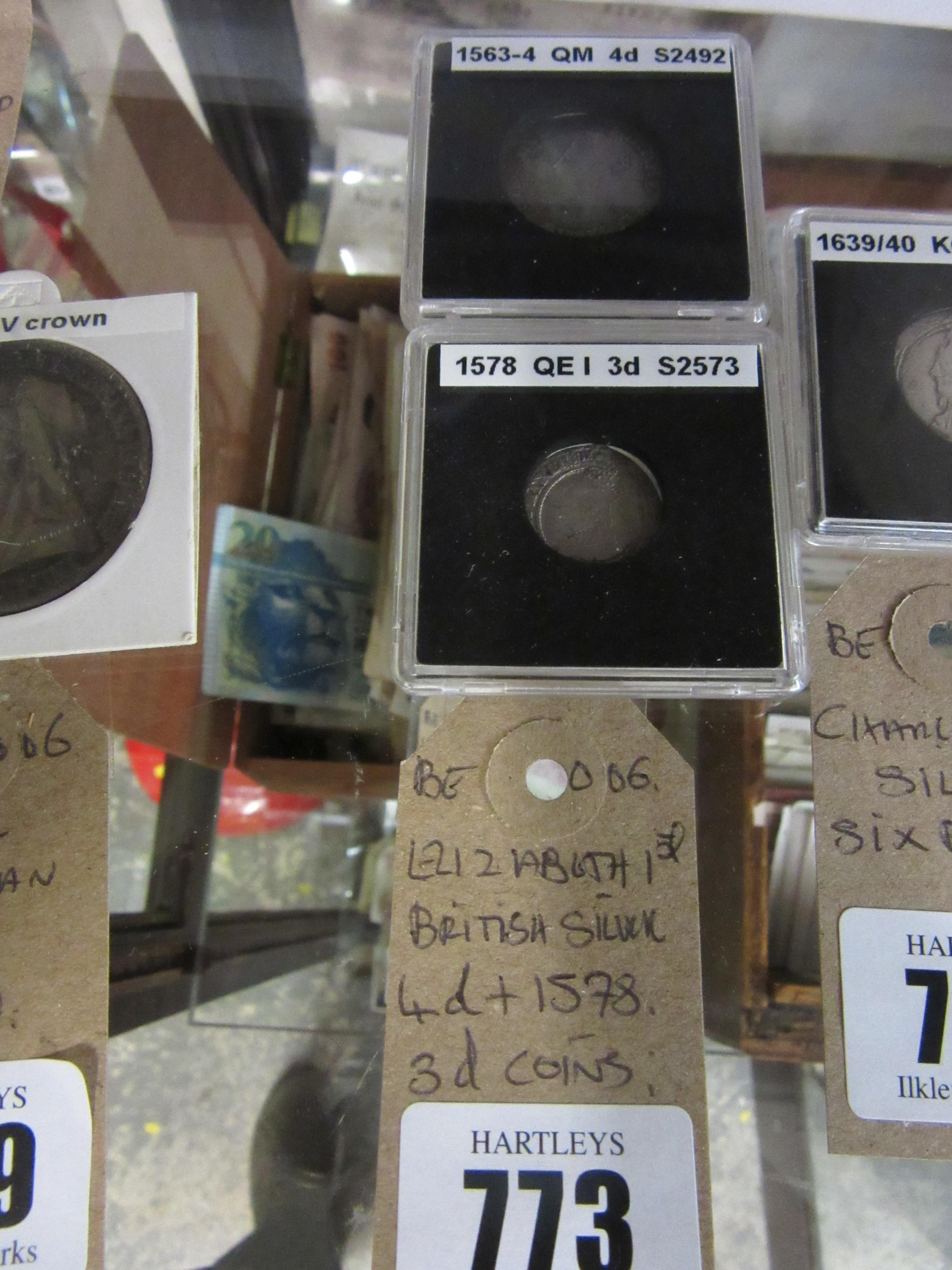 ELIZABETH I BRITISH SILVER FOURPENCE AND 1578 THREEPENCE Image