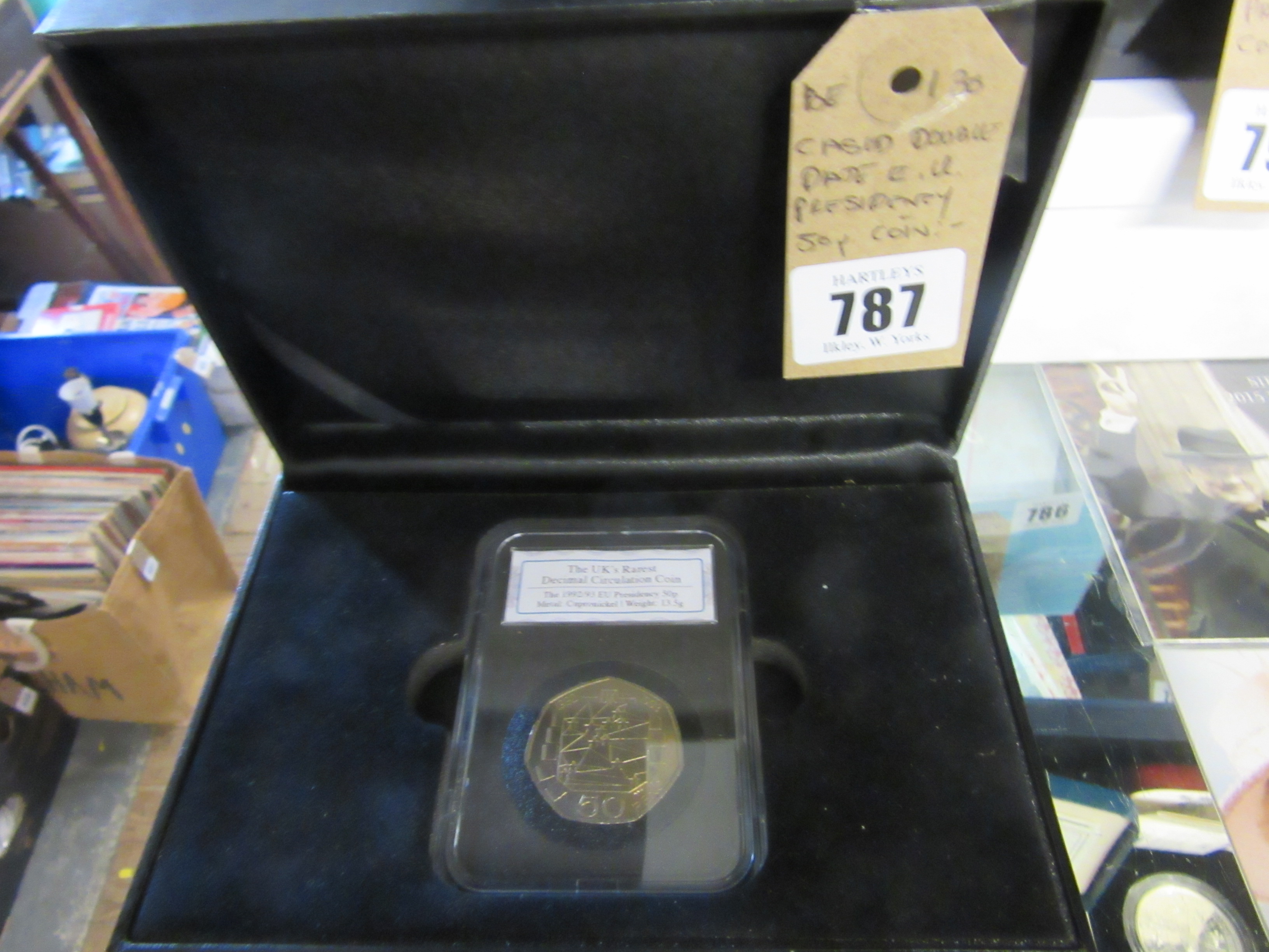 CASED DOUBLE DATE EU PRESIDENCY FIFTY PENCE COIN Image