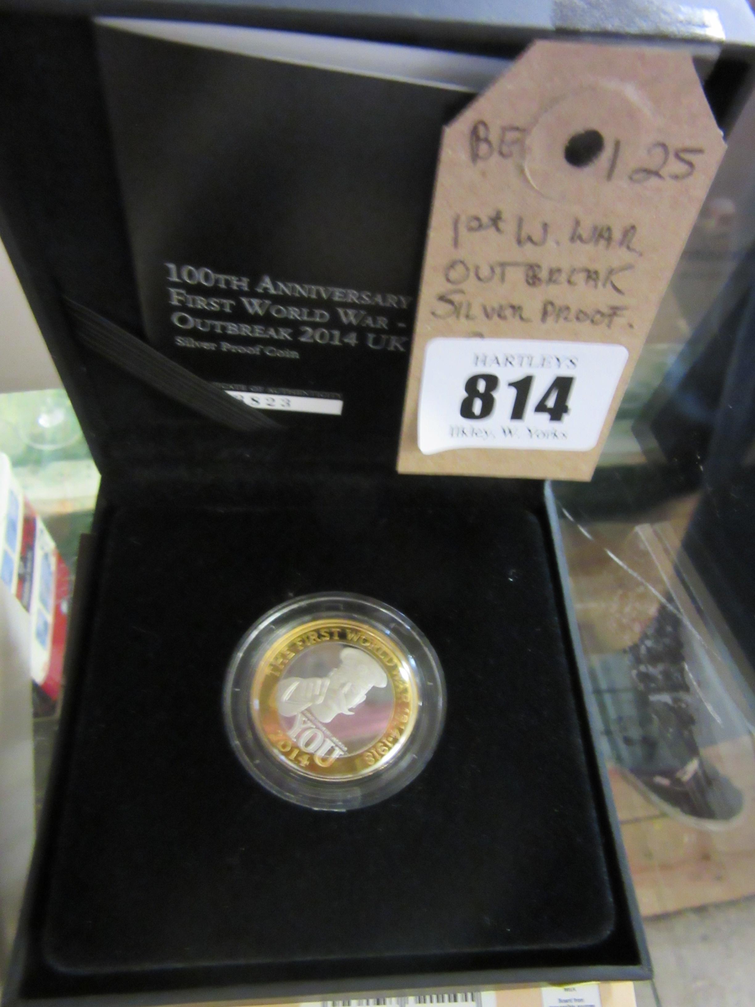 WWI OUTBREAK SILVER PROOF TWO POUND COIN Image