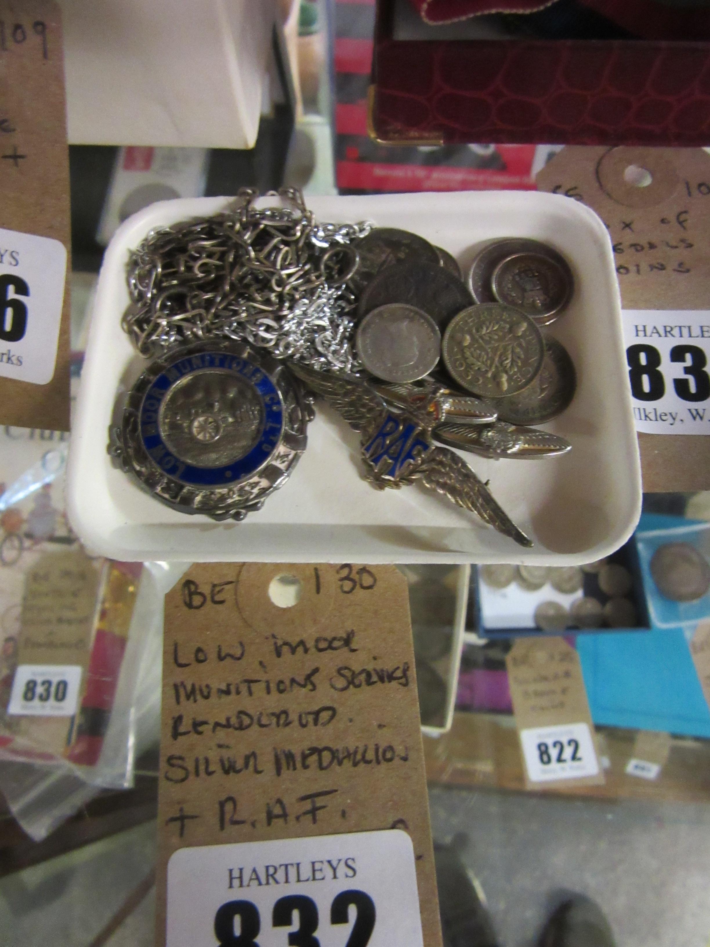 LOW MOOR MUNITIONS SERVICES RENDERED SILVER MEDALLION WITH RAF BADGE ETC Image