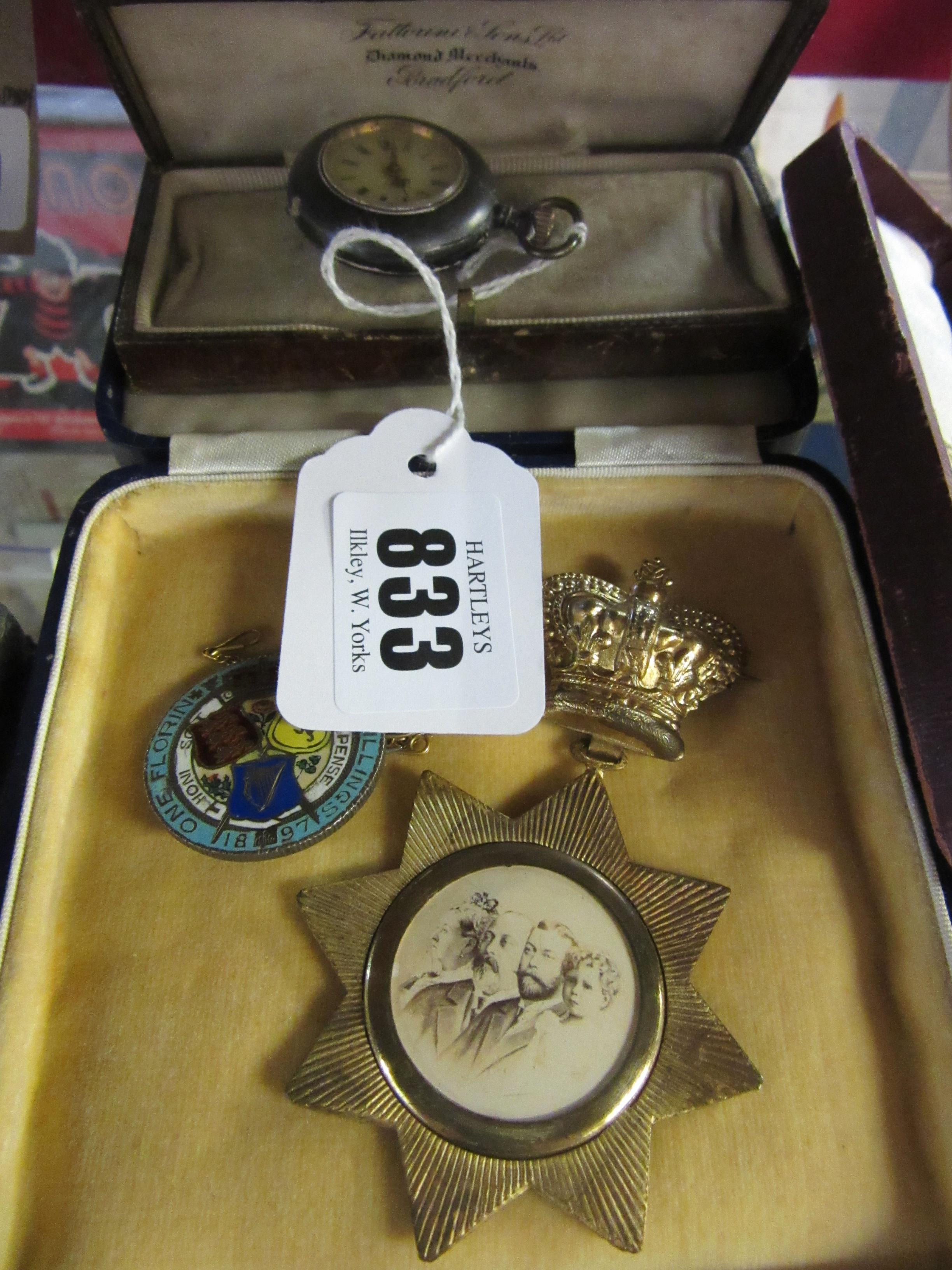 1897 ENAMEL FLORIN WITH 1897 JUBILEE MEDALLION AND FOB WATCH Image