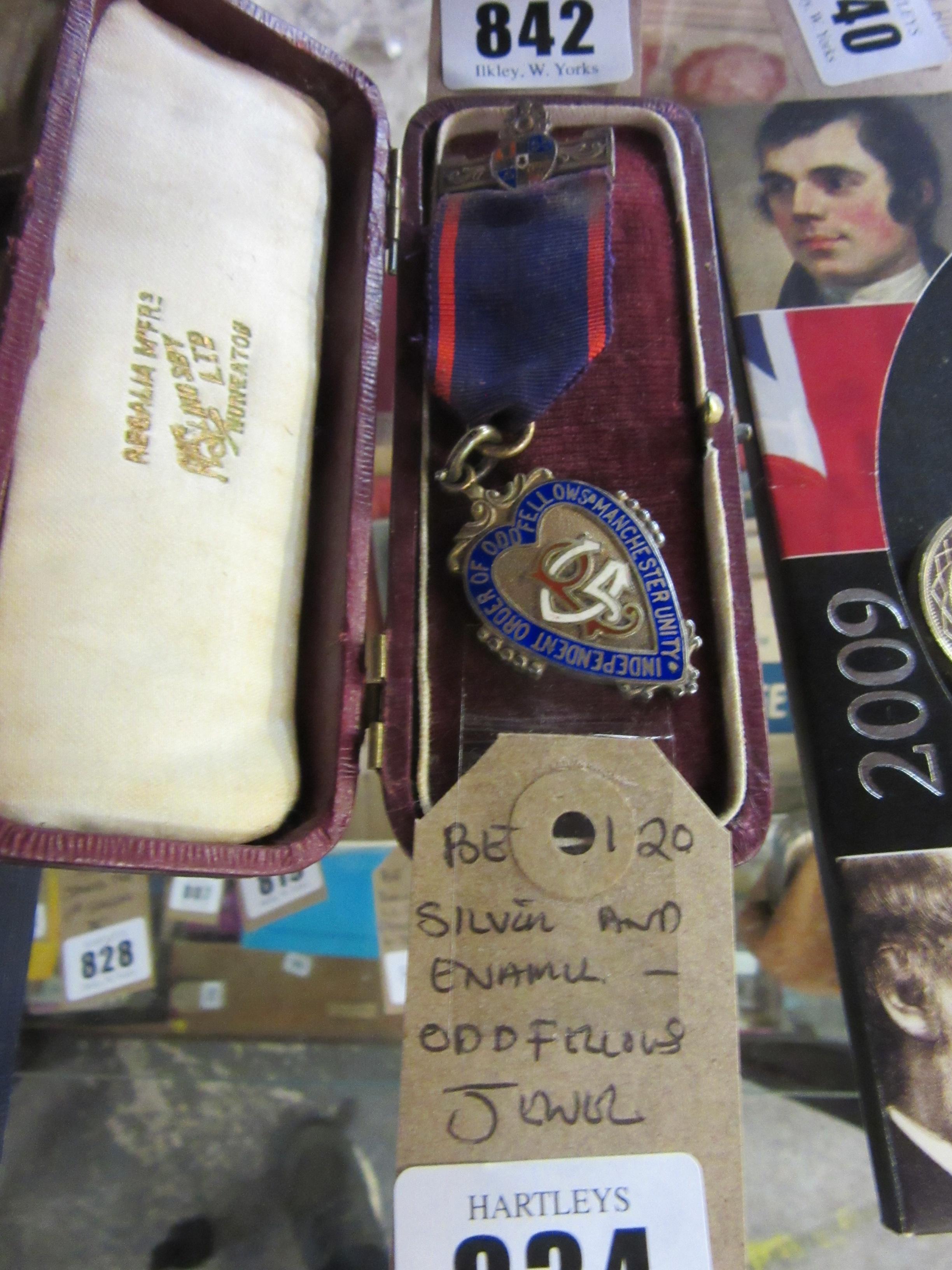 SILVER AND ENAMEL ODD FELLOWS JEWEL Image