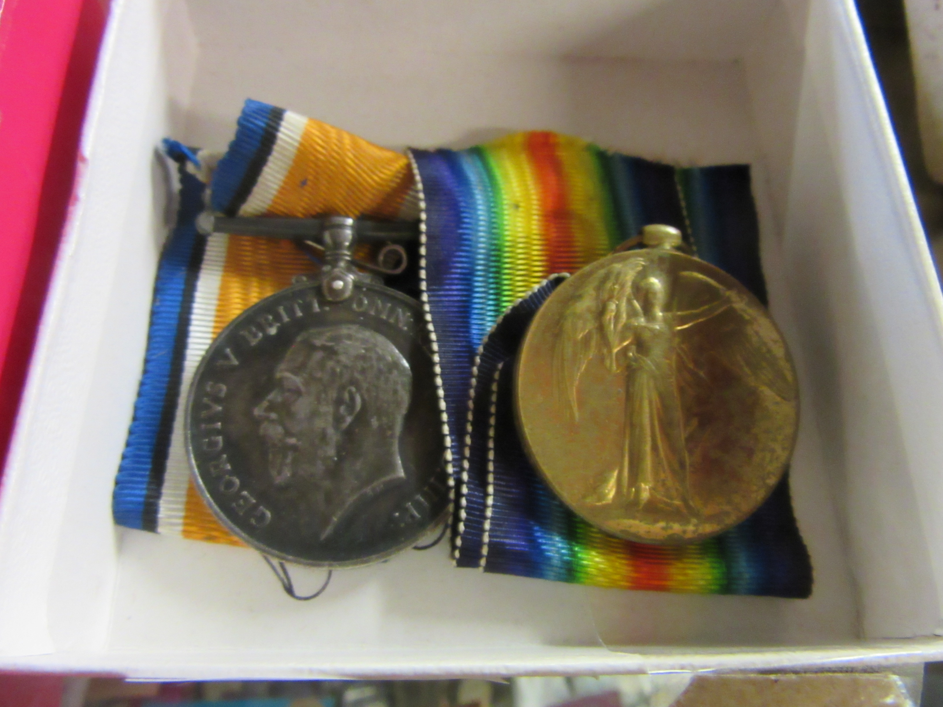 WWI VICTORY MEDAL TO PTE O. BRADLEY R.W. FUSILIERS WITH SILVER WAR MEDAL 67580 TO PTE C.A. SHAW Image