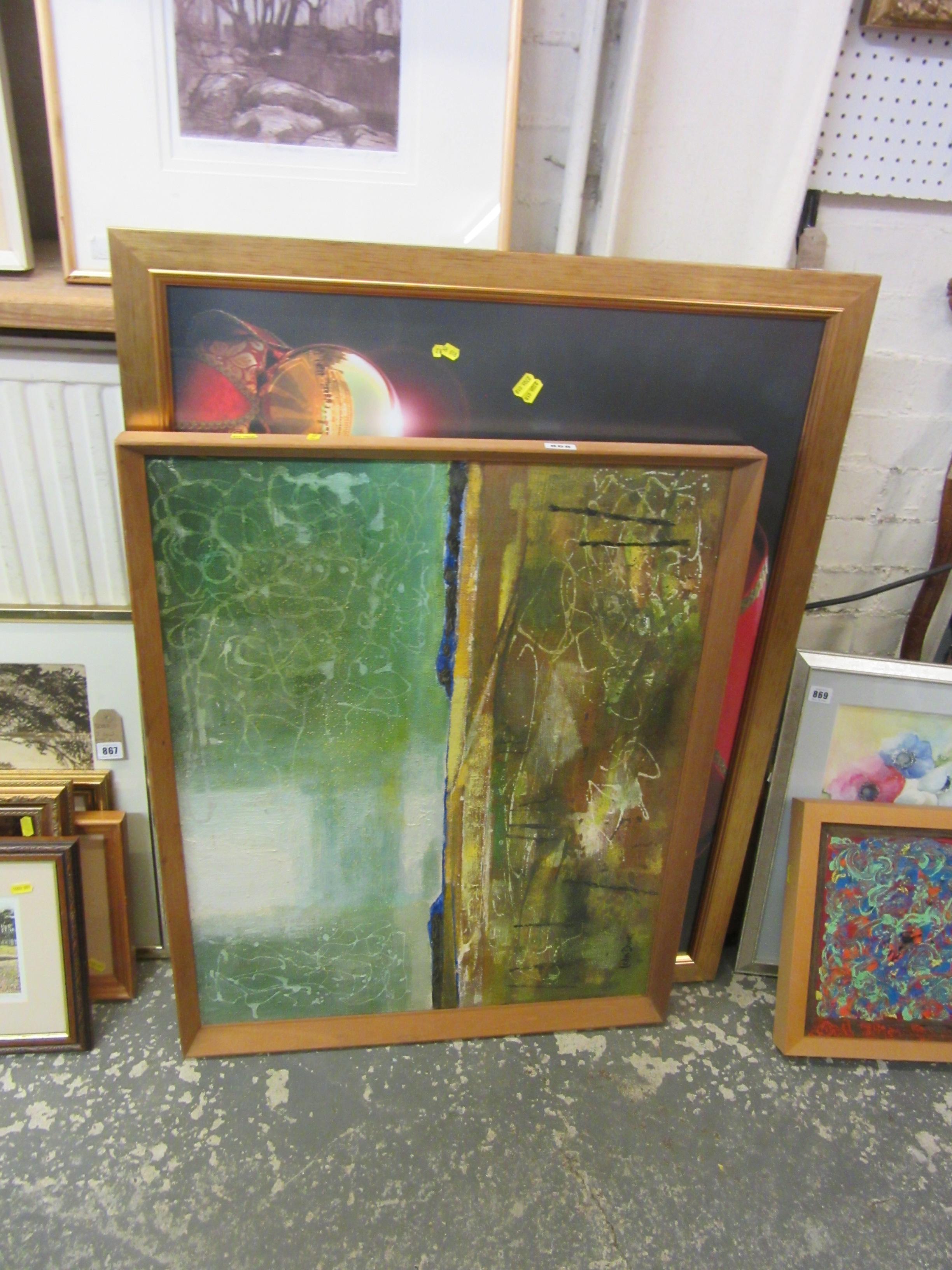 CANVAS ON HESSIAN SIGNED COLIN DAVIES AND A PRINT Image