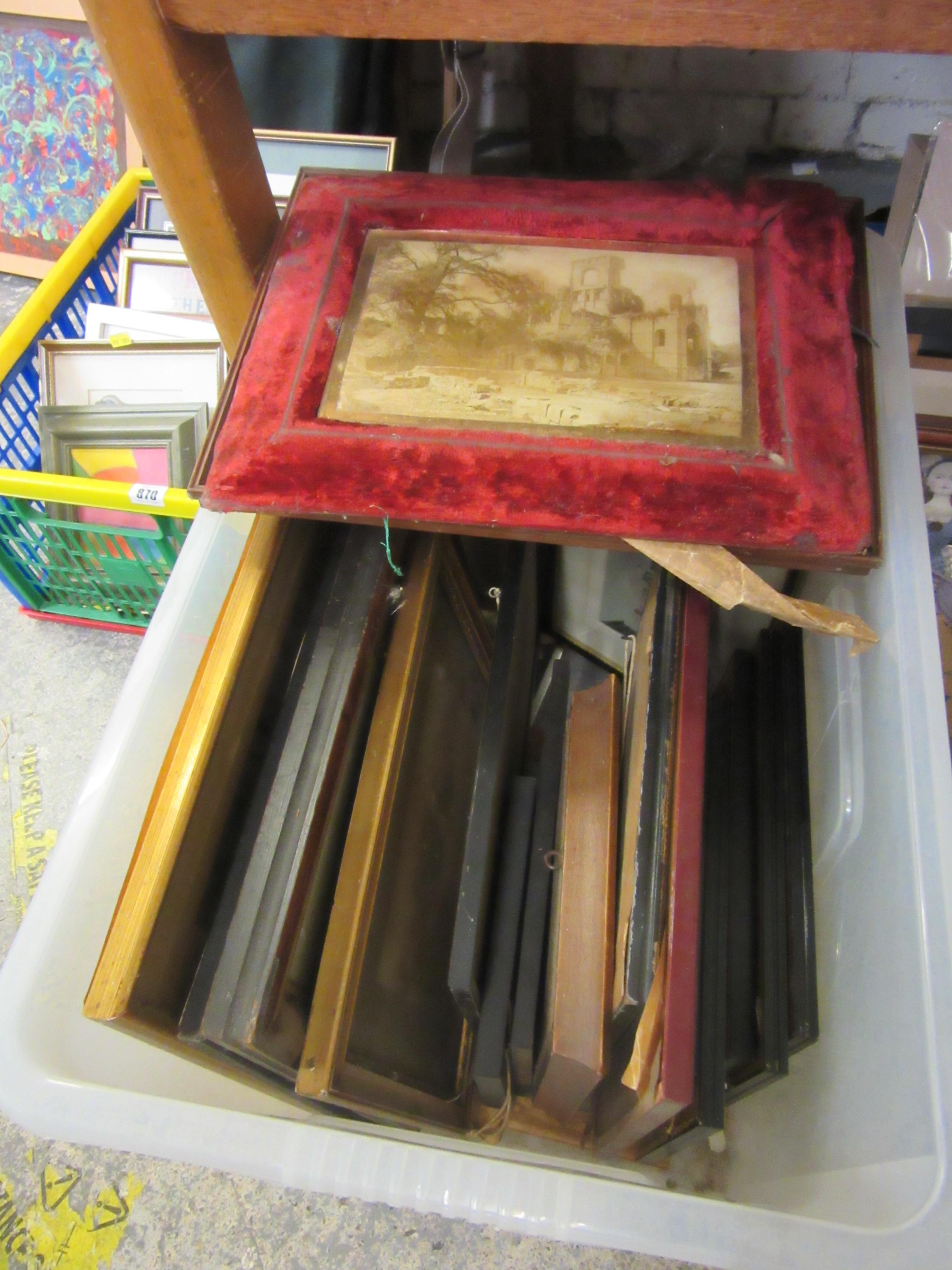 BOX OF PICTURES ETC INCLUDING OLD PHOTOGRAPH OF KIRKSTALL ABBEY Image