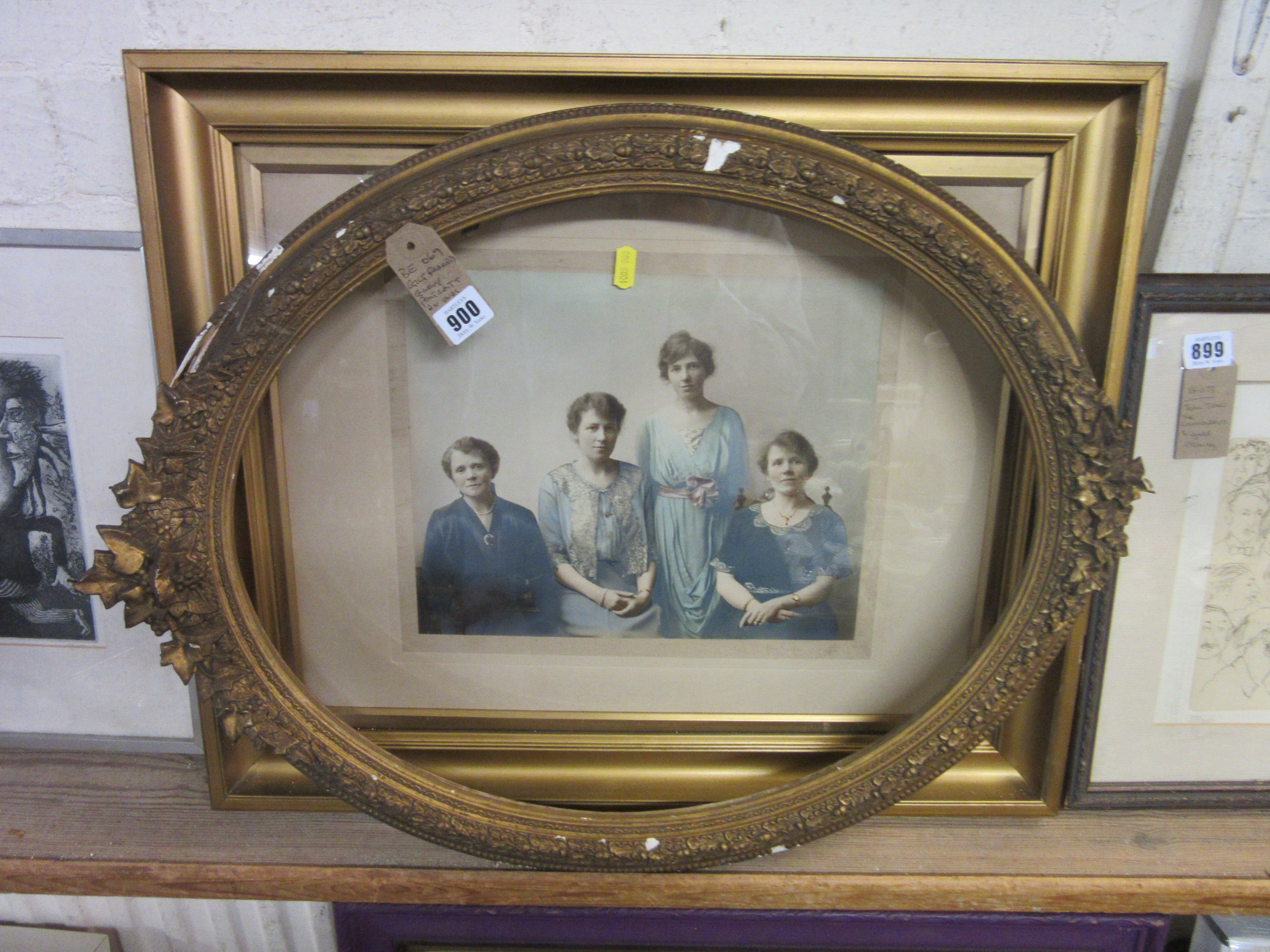 GILT FRAMED GROUP PORTRAIT AND AN OVAL FRAME Image