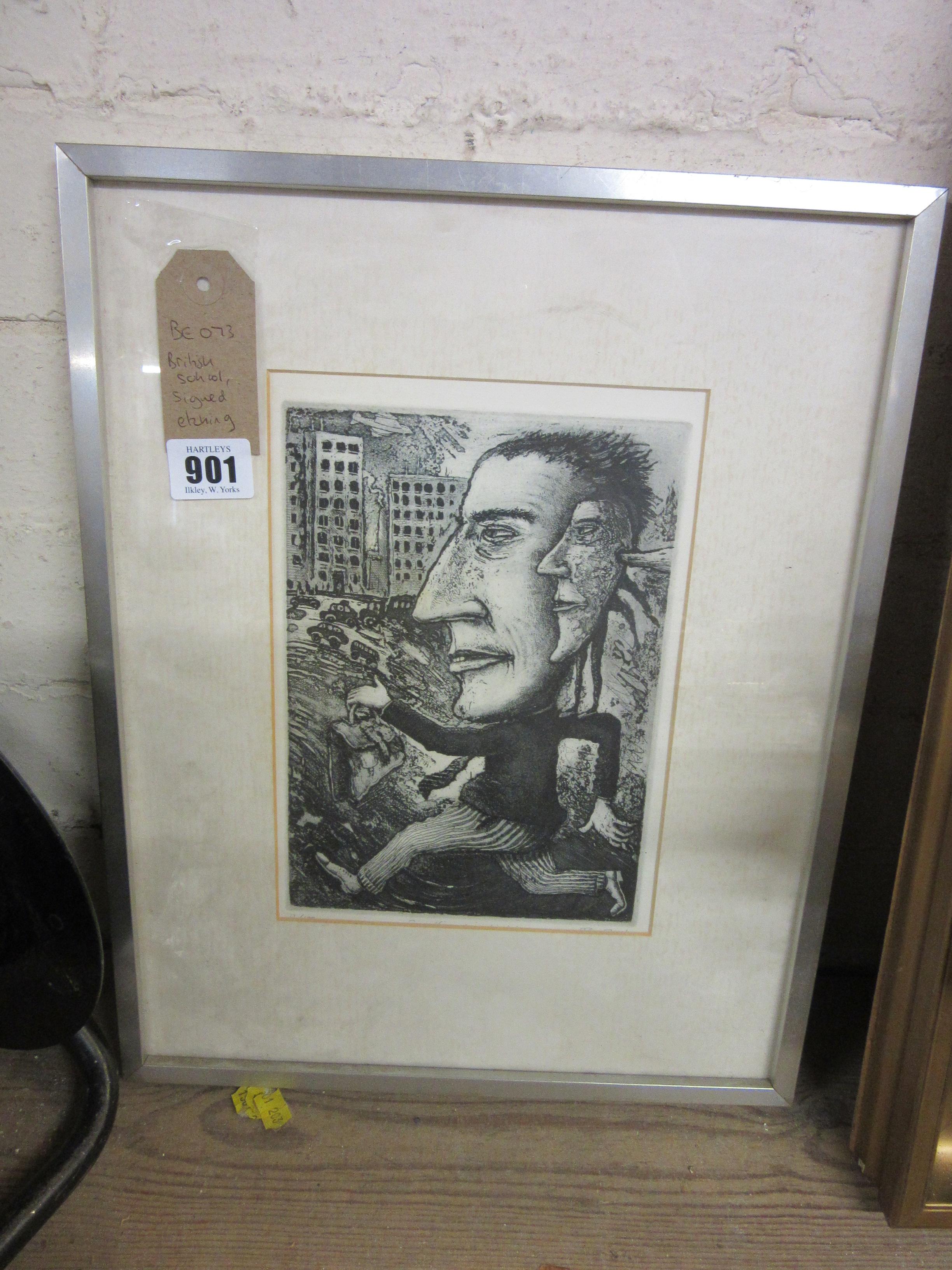 BRITISH SCHOOL SIGNED ETCHING Image