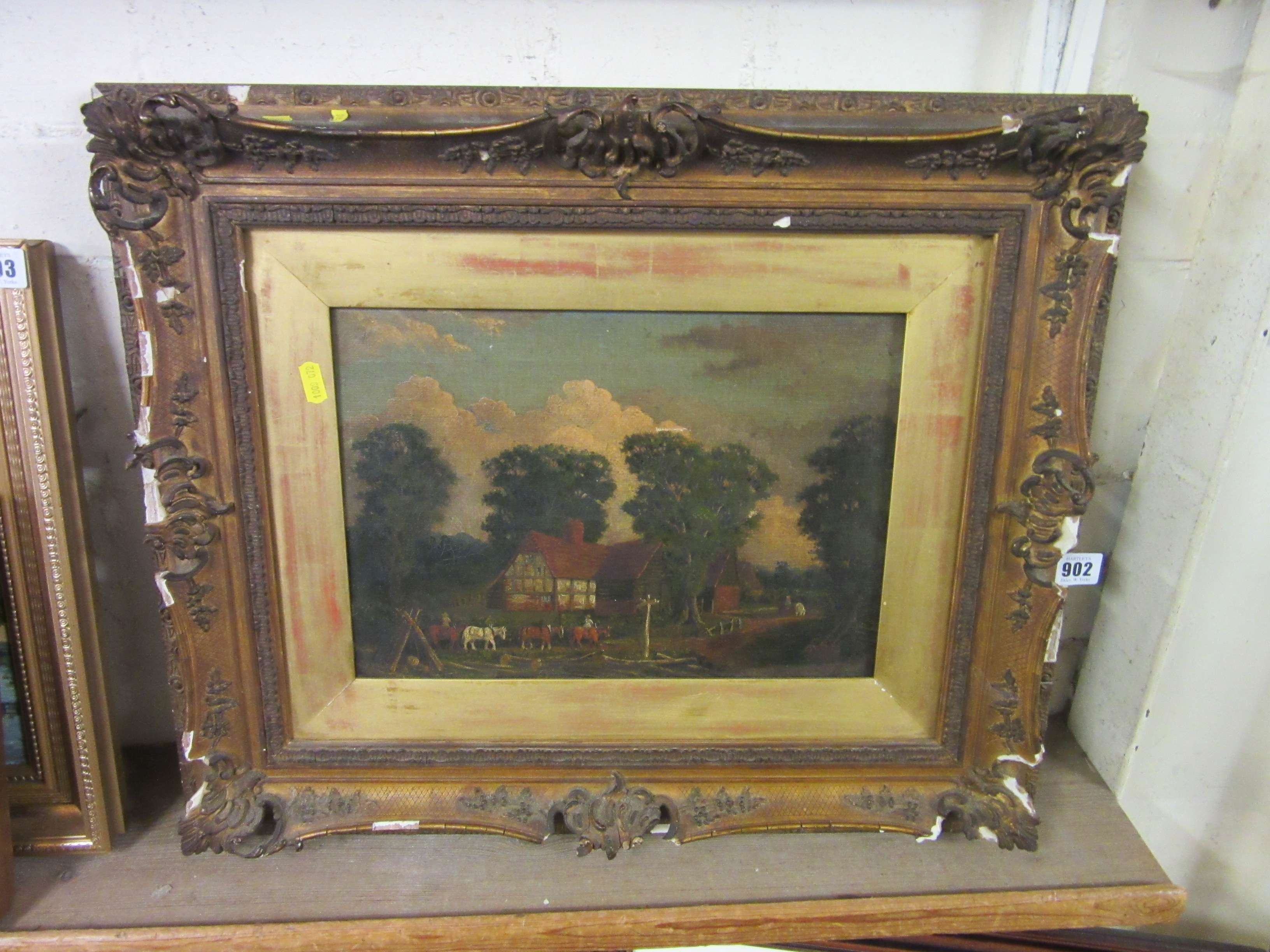 BRITISH 19TH CENTURY VILLAGE SCENE OIL ON CANVAS Image