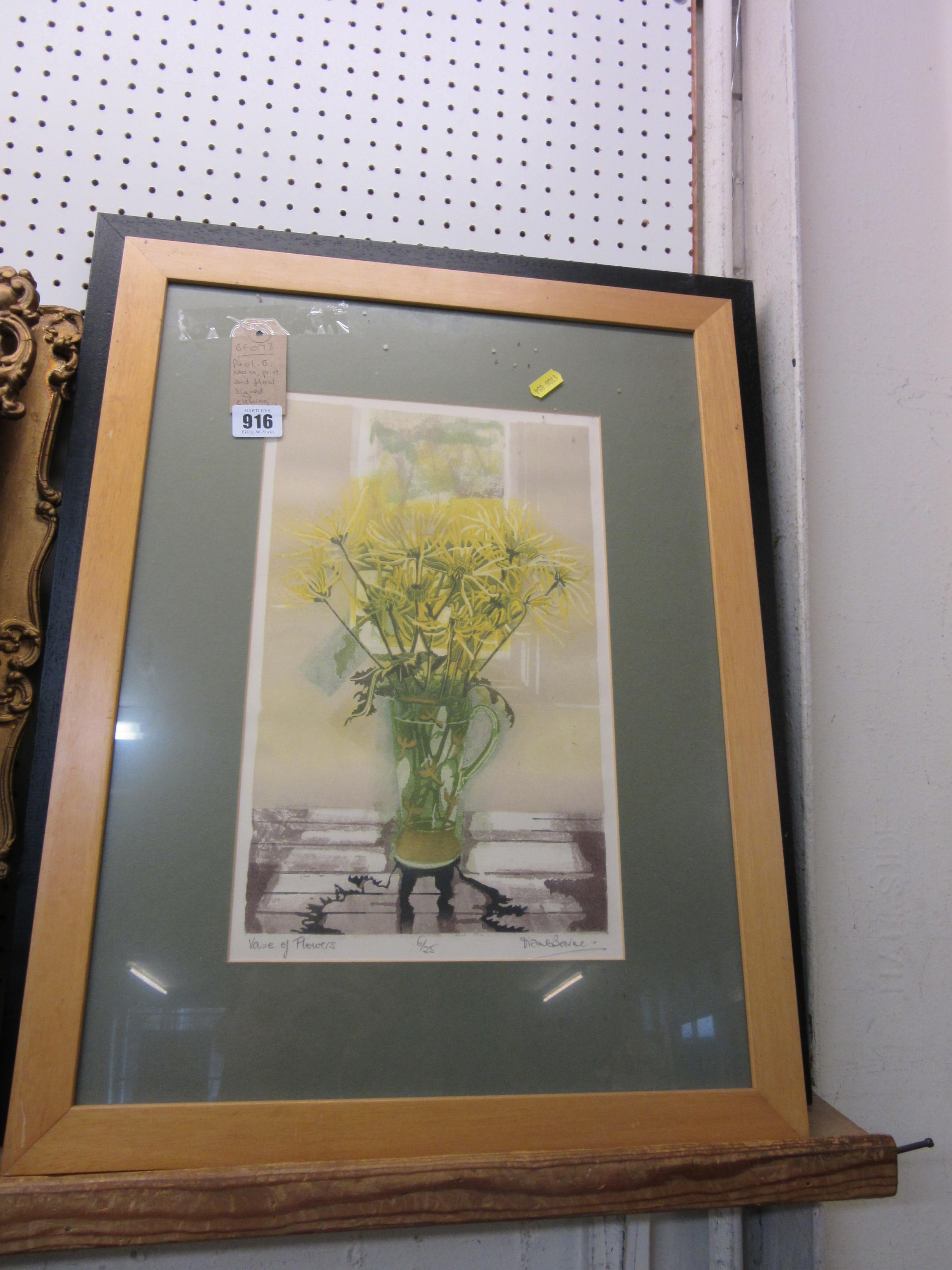 PAUL . B . MANN PRINT AND A SIGNED FLORAL ETCHING Image