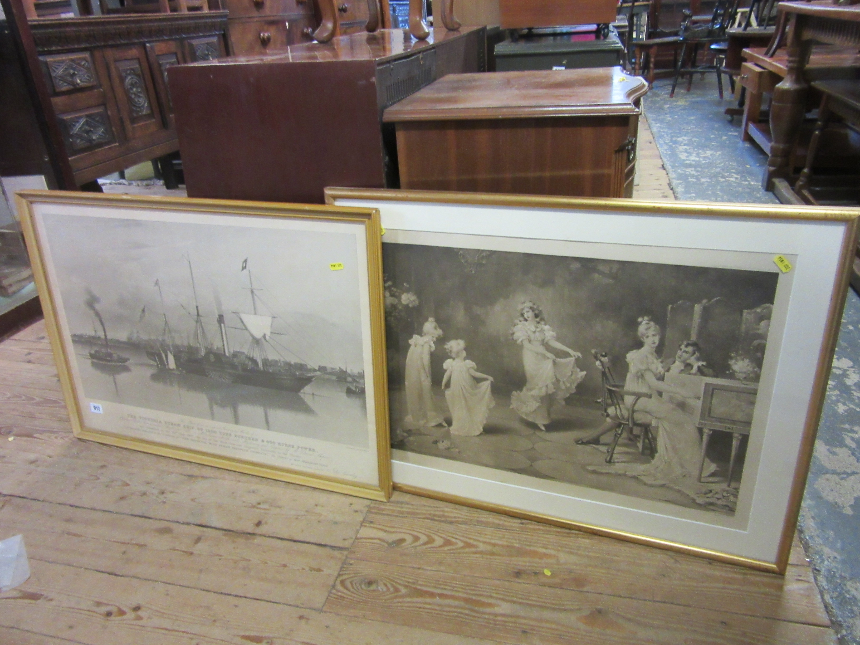 VICTORIAN STEAM SHIP PICTURE AND A PICTURE OF DANCING GIRLS Image