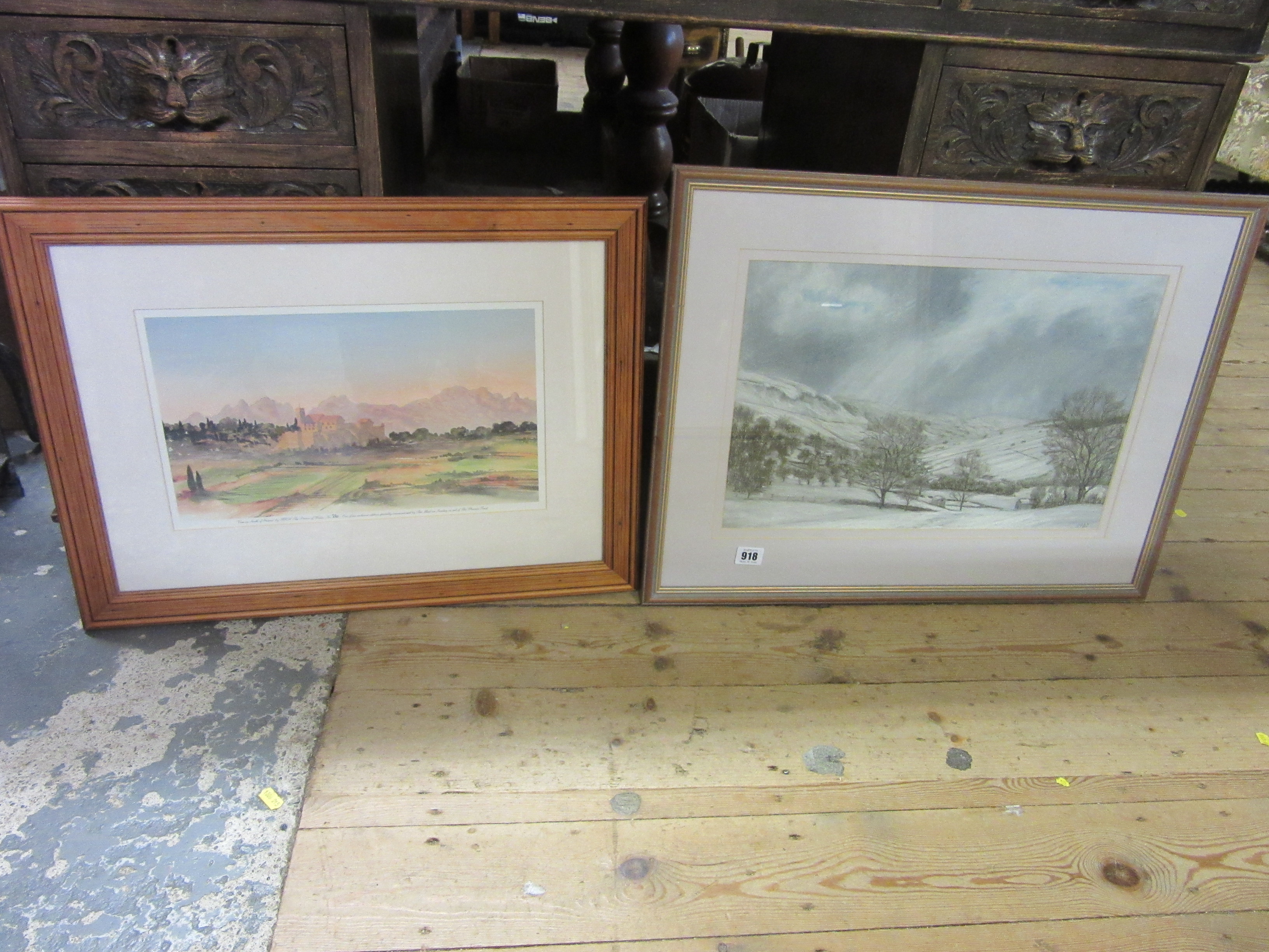 WINTERSCAPE PASTEL, A SOUTH OF FRANCE PRINT AND A SIGNED TIRONIN PRINT Image