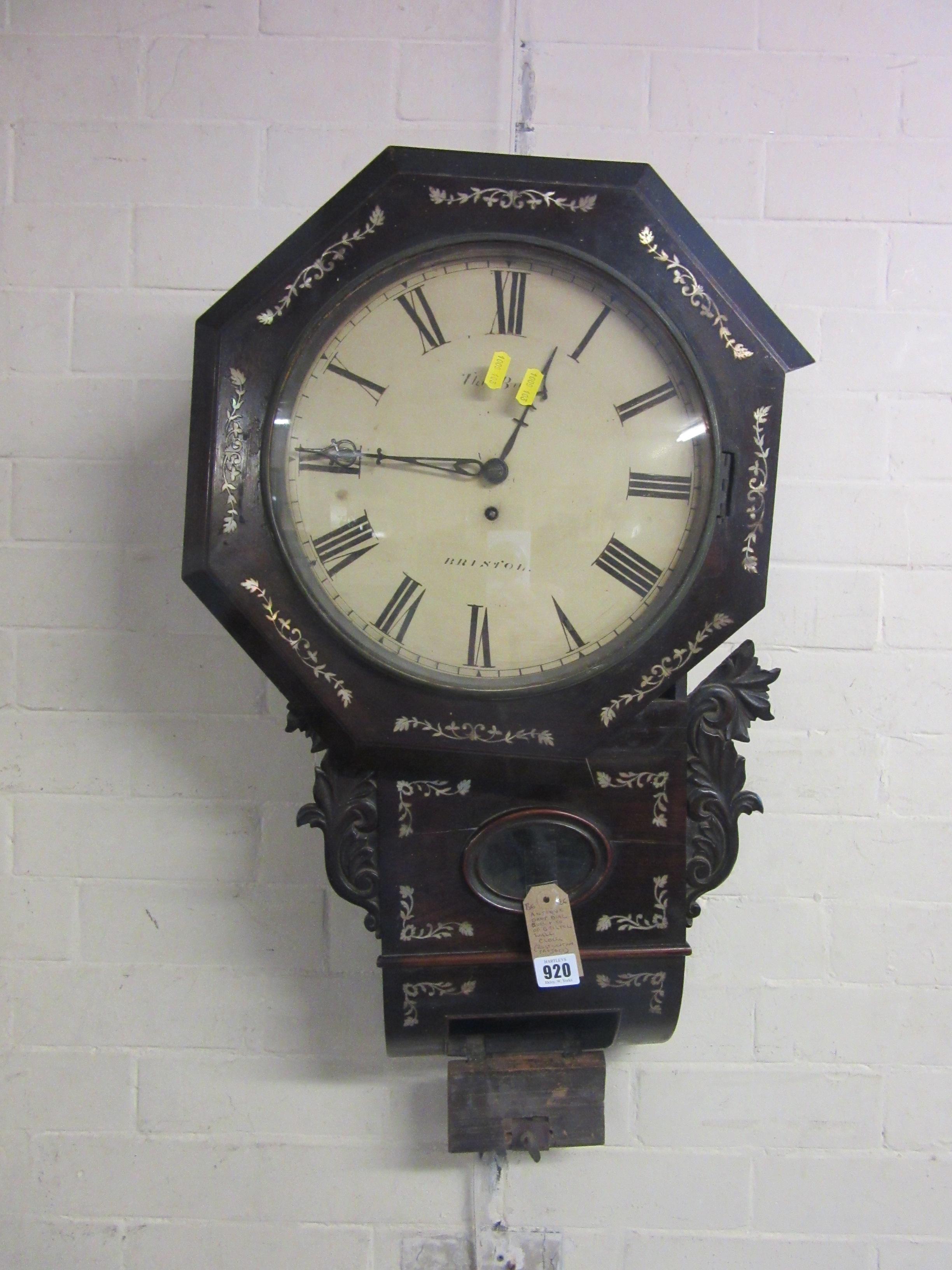 ANTIQUE DROP DIAL BULL AND CO OF BRISTOL WALL CLOCK Image