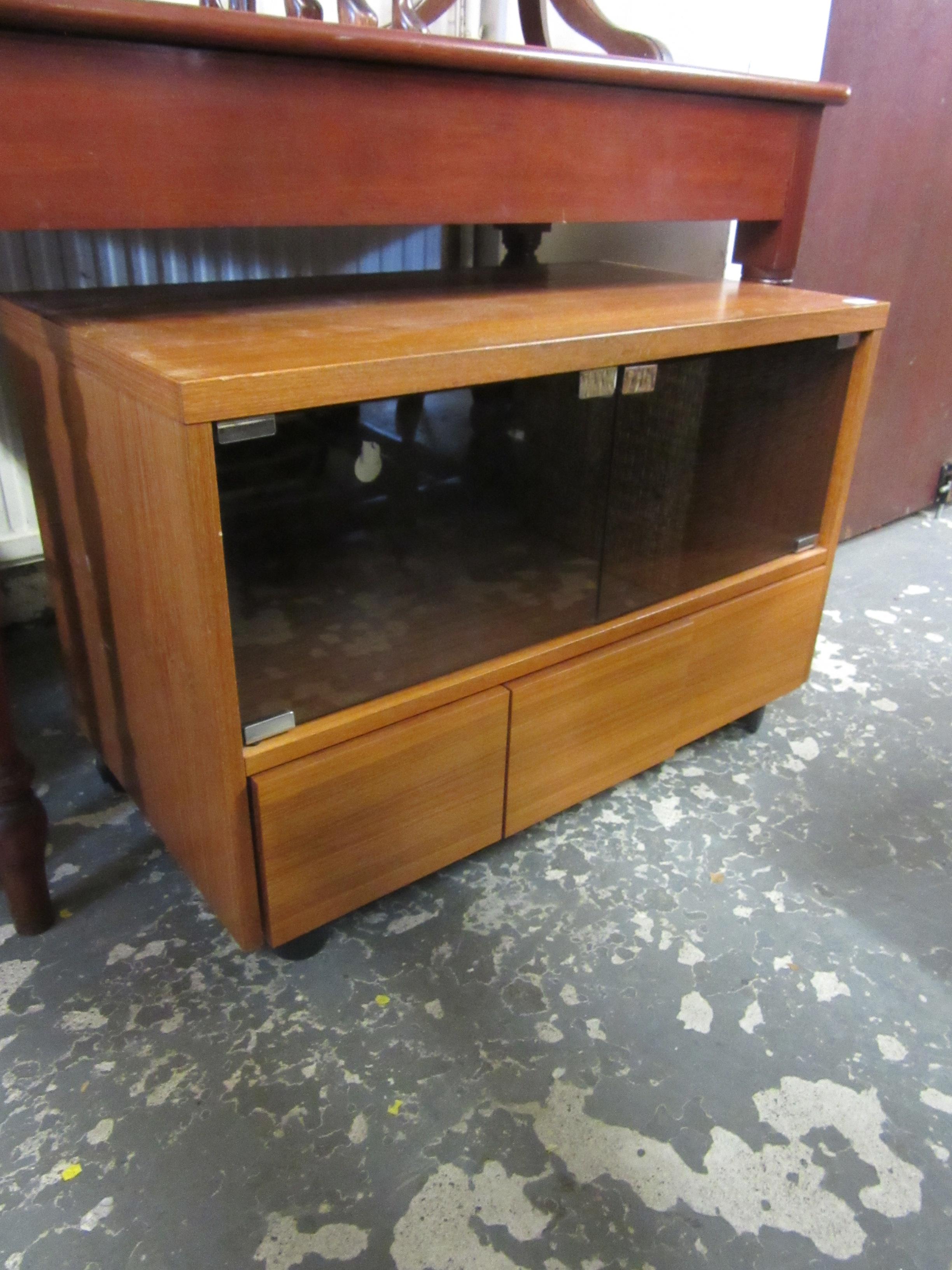 TEAK AND GLASS MEDIA UNIT Image