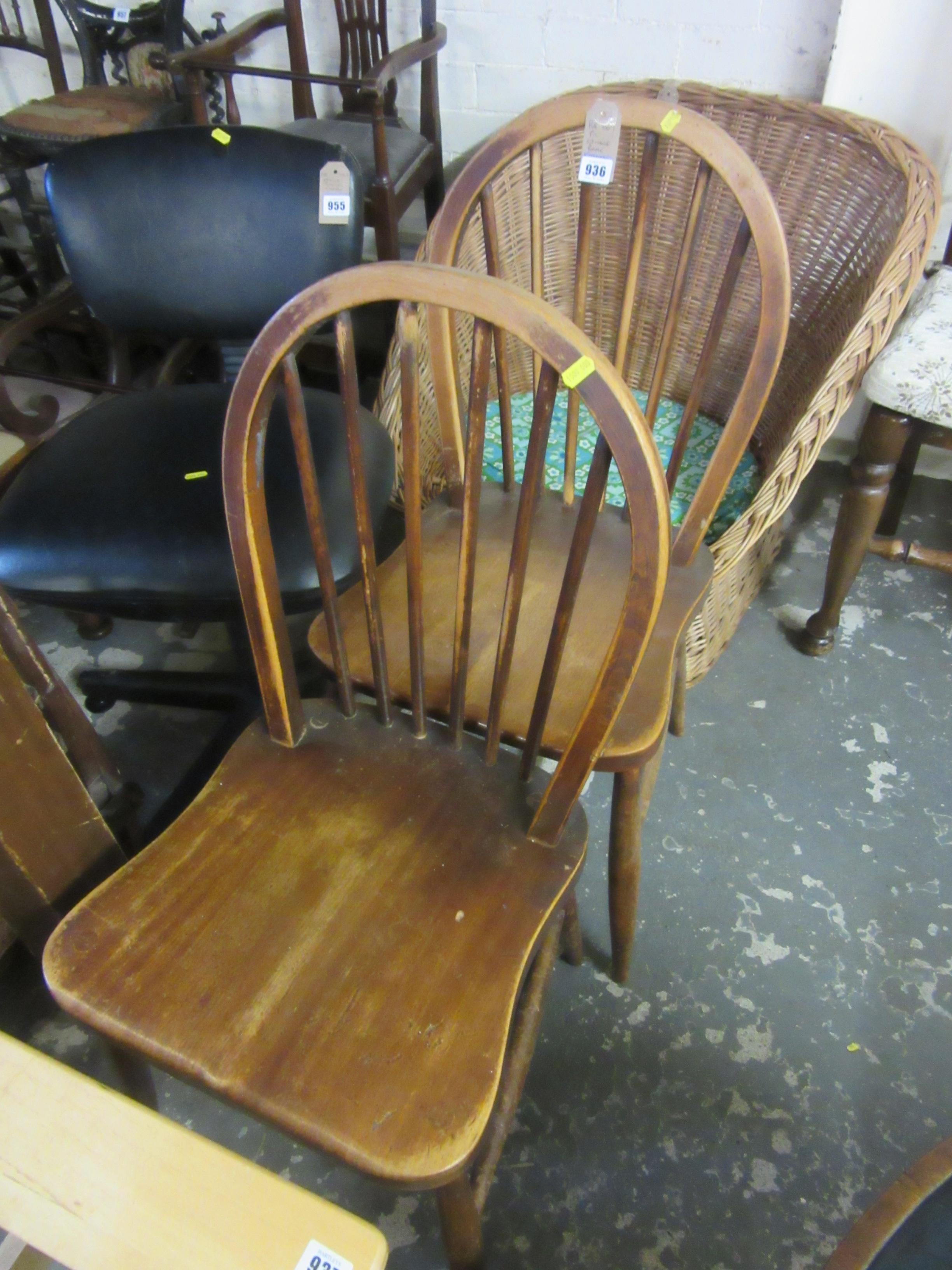 PAIR OF SPINDLE BACK KITCHEN CHAIRS Image