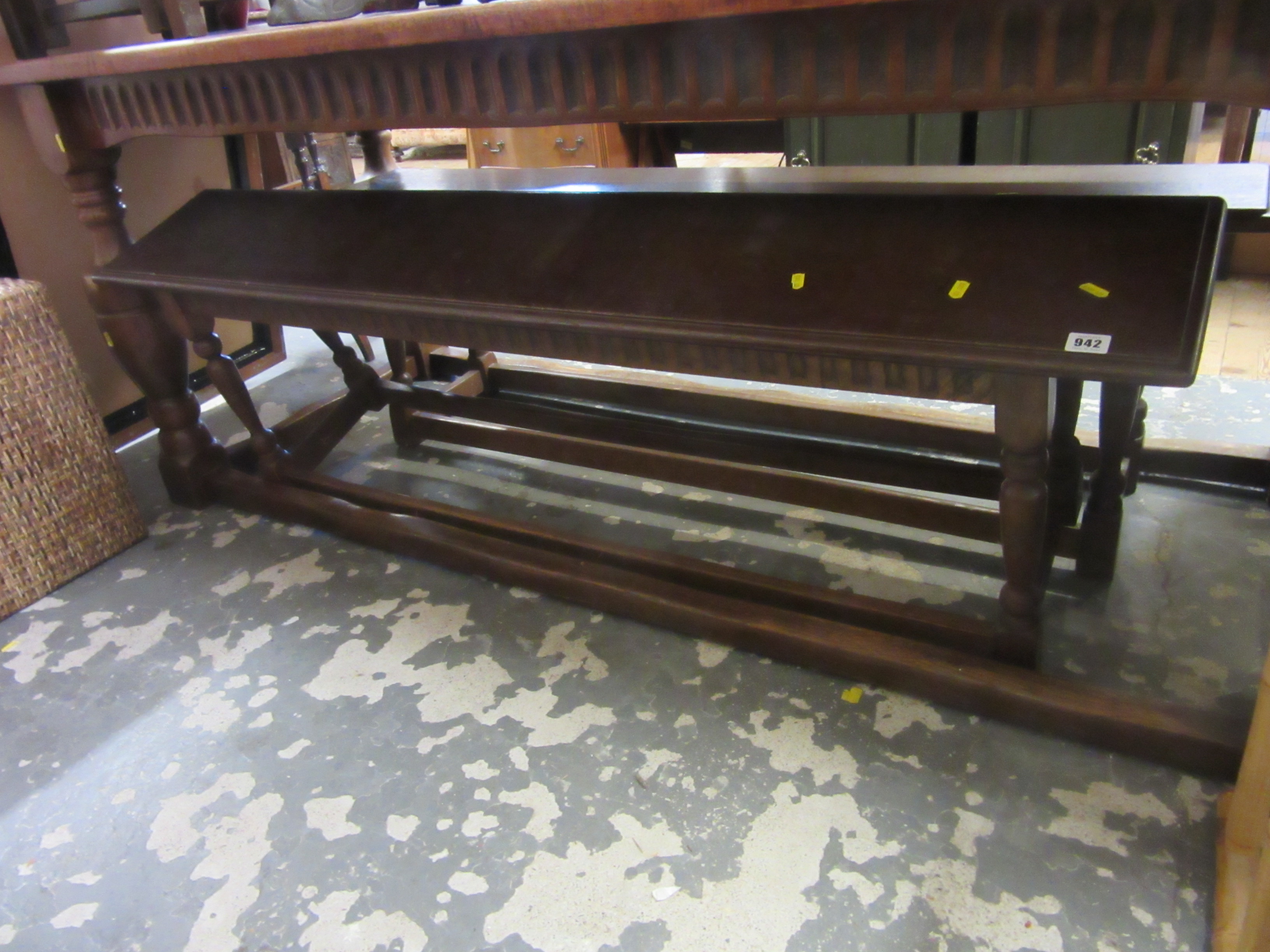 OAK REFECTORY TABLE AND TWO LONG BENCHES Image