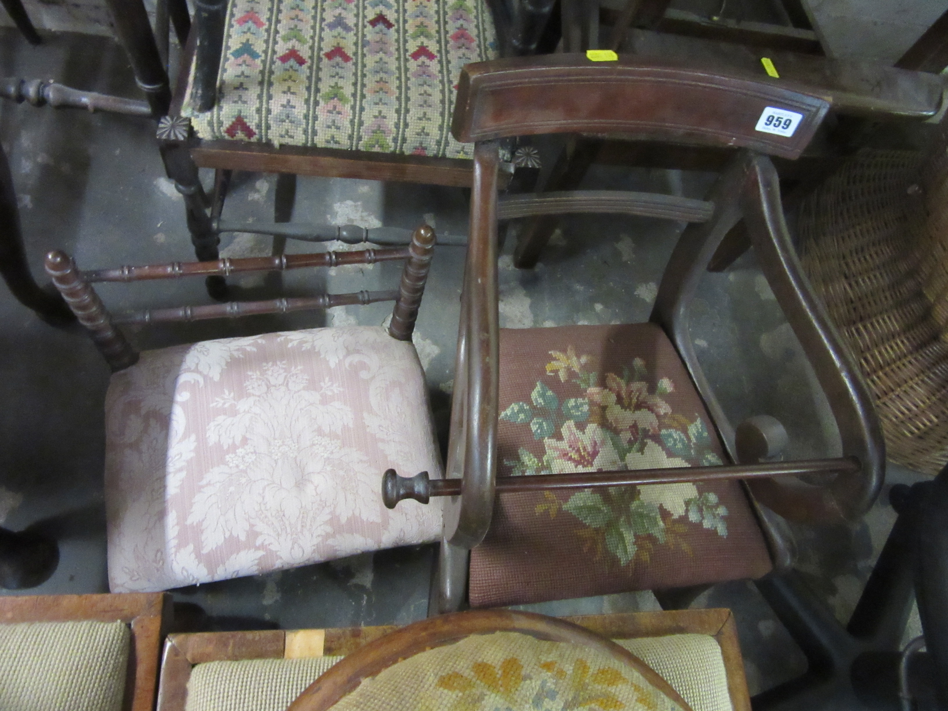 CHILD'S VICTORIAN ROCKING CHAIR AND A TURNED SMALL CHAIR Image