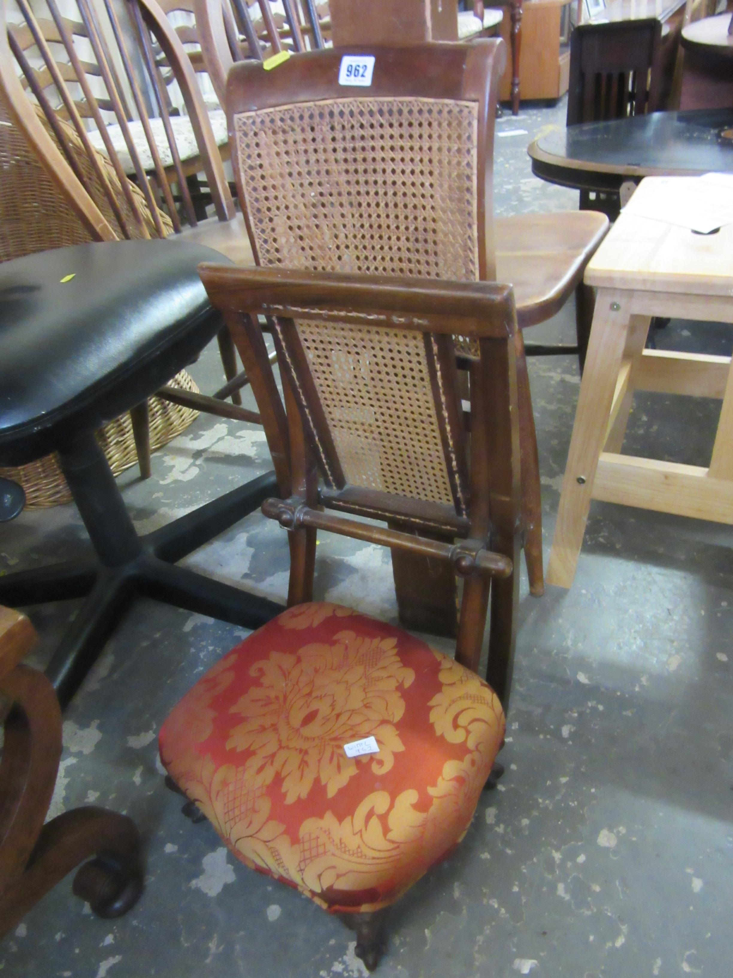 CHILDS FOLDING BERGERE CHAIR AND A STOOL Image