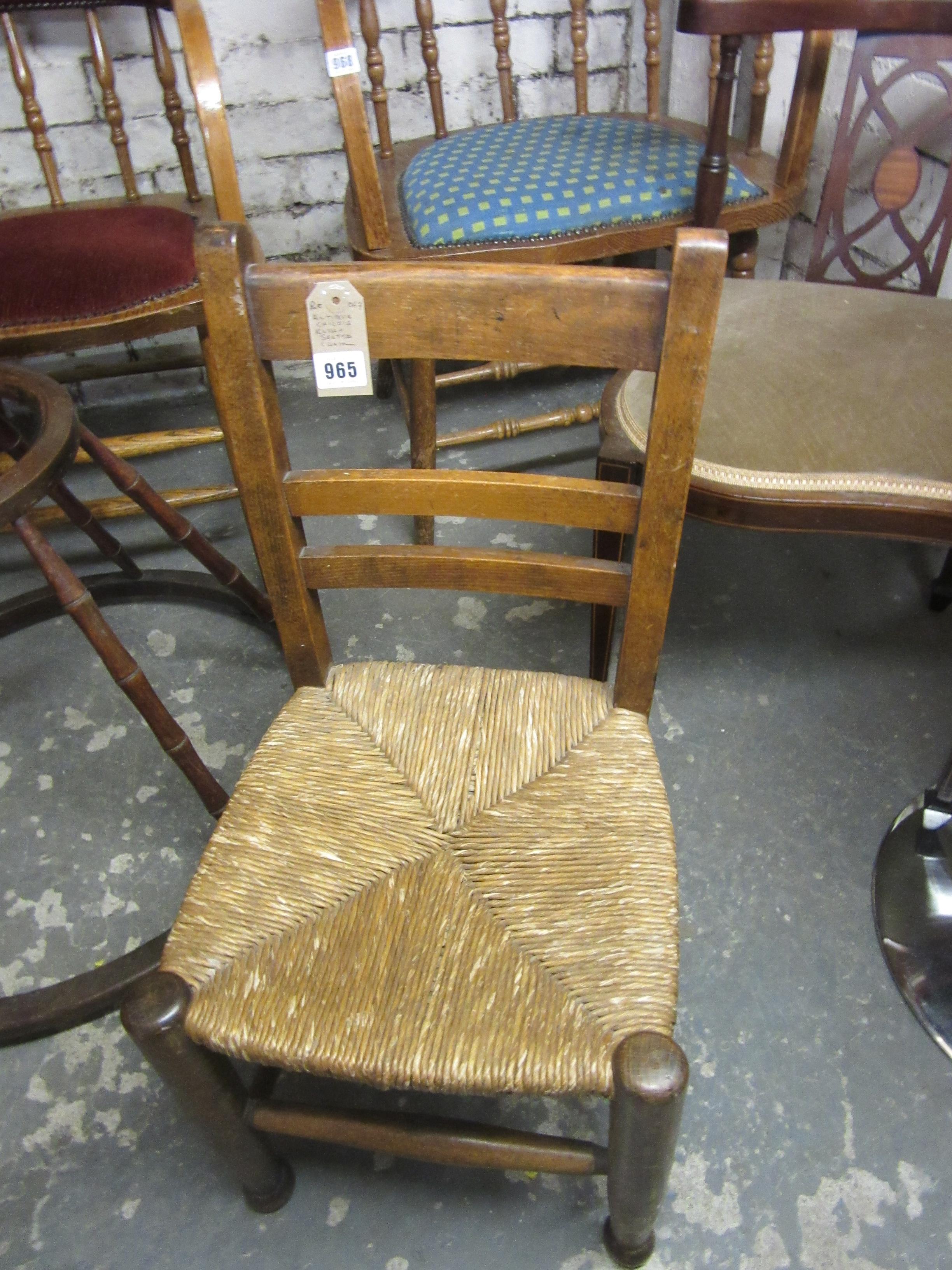 CHILD'S ANTIQUE RUSH SEATED CHAIR Image