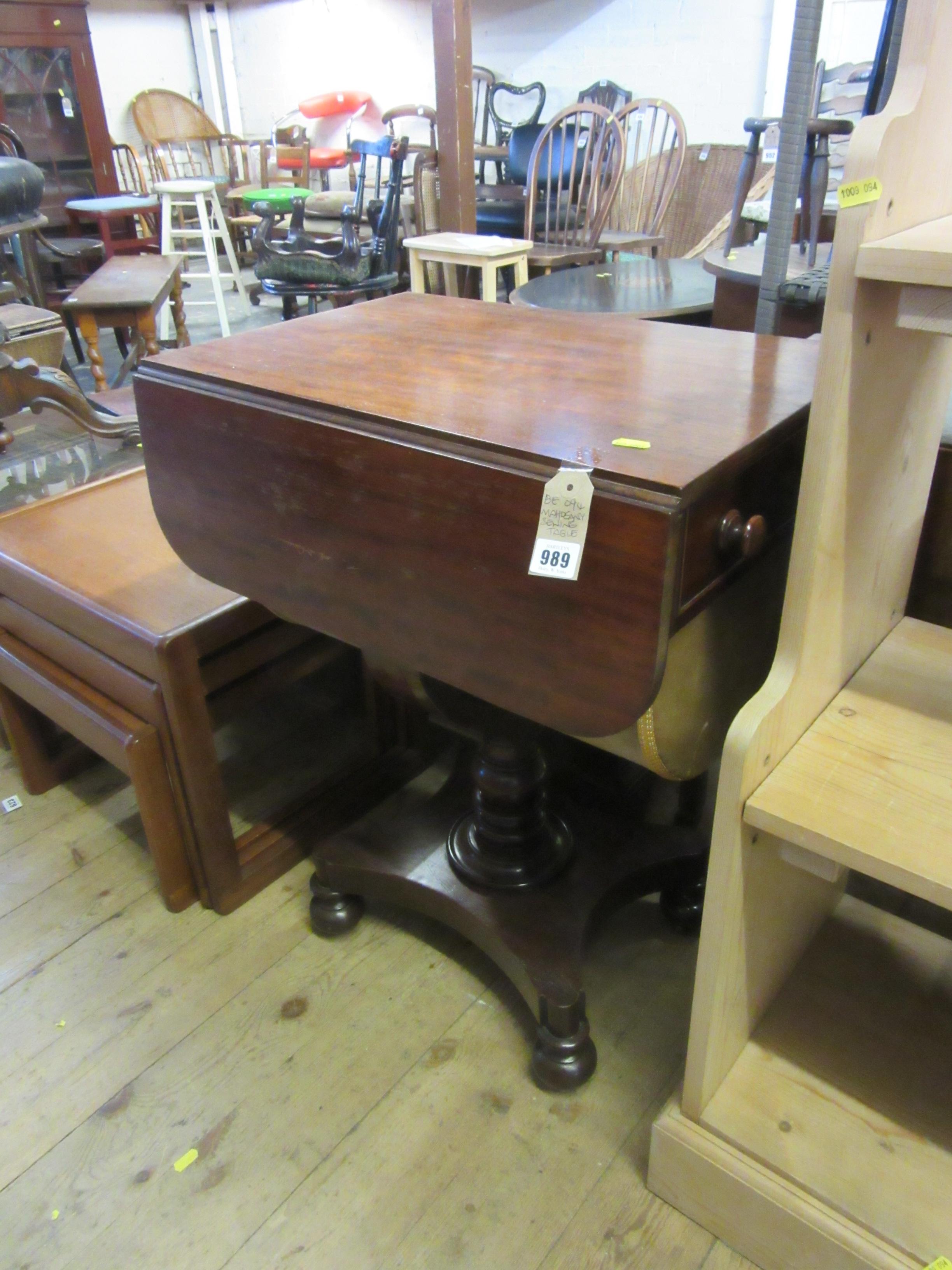ANTIQUE MAHOGANY SEWING TABLE Image