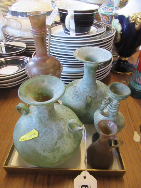 Five israeli (?) glass vases | Hartleys Auctioneers & Valuers