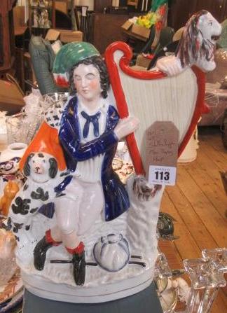 STAFFORDSHIRE FIGURE OF MAN PLAYING HARP Image