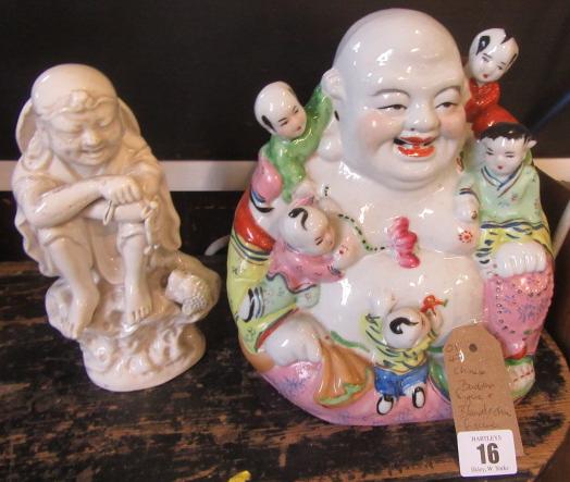 CHINESE BUDDHA AND BLANC DE CHINE FIGURE Image