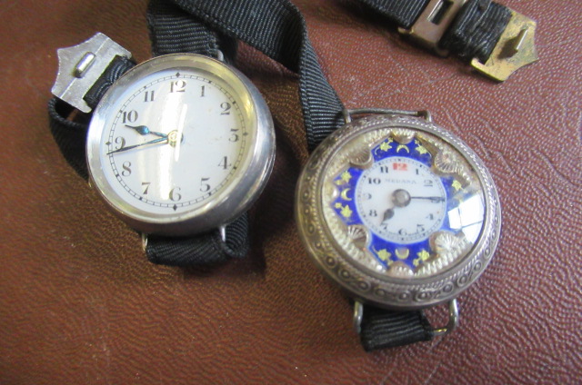 TWO VINTAGE SILVER CASED WRISTWATCHES Image