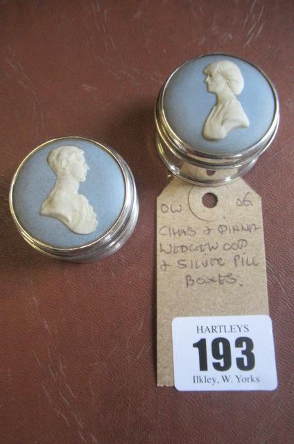 CHARLES AND DIANA WEDGWOOD AND SILVER PILL BOXES Image