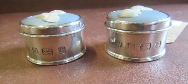 CHARLES AND DIANA WEDGWOOD AND SILVER PILL BOXES Image