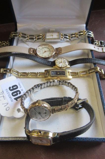 LADIES 9CT GOLD CASED WRISTWATCH AND FIVE OTHERS Image