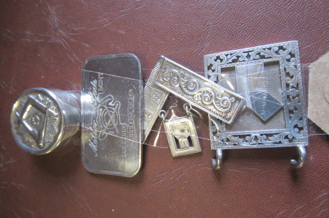 FOUR SILVER MASONIC ITEMS Image