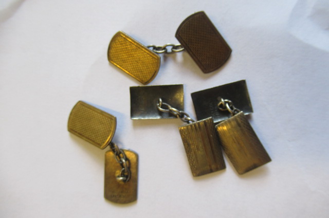 TWO PAIRS 9CT GOLD ON SILVER CUFFLINKS Image