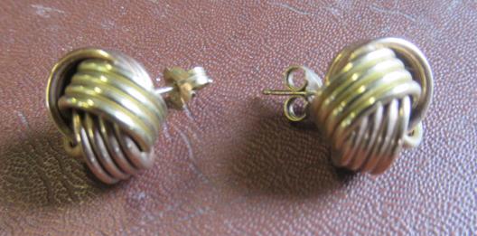 PAIR OF 9CT BI COLOUR KNOT EARRINGS Image