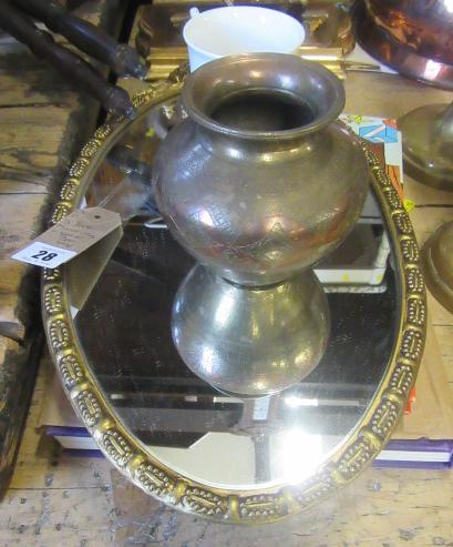 THREE BOOKS  A MIRROR  AN ANTIQUE MUG AND BRASS VASE Image