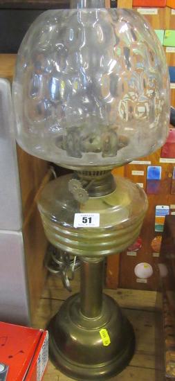 BRASS AND GLASS OIL LAMP Image